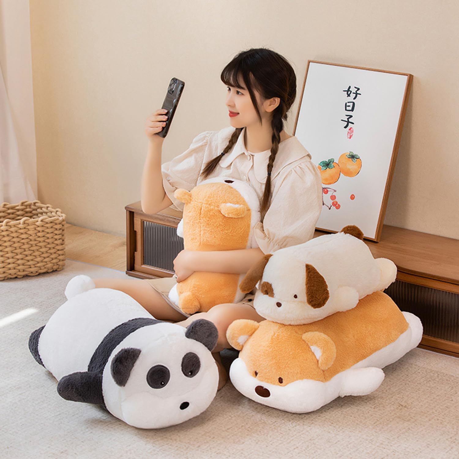 CASAGOOD11 Inch Long Sleeping Panda Hugging Pillow