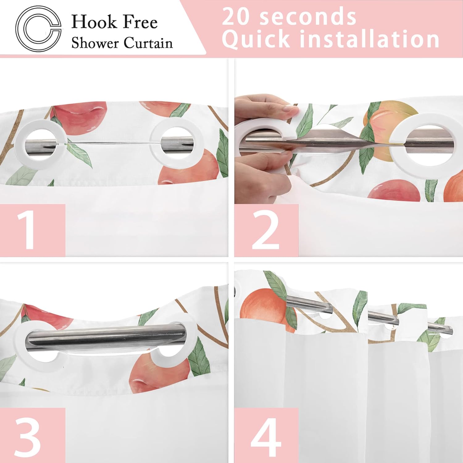 Charming Peach Shower Curtain Set with Fabric Liner for Your Bathroom