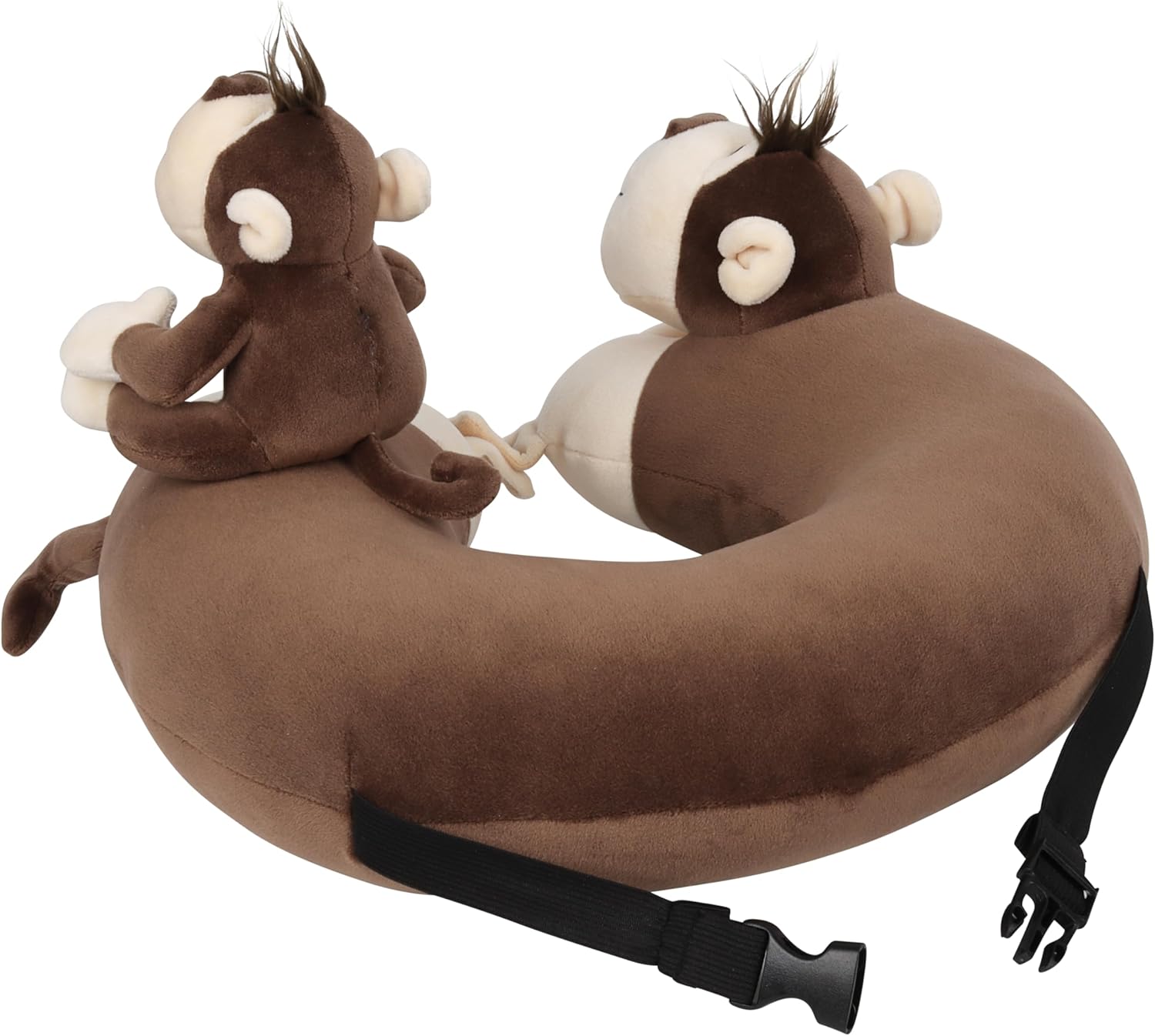 Kids Neck Pillow with Monkey Stuffed Animal for Travel