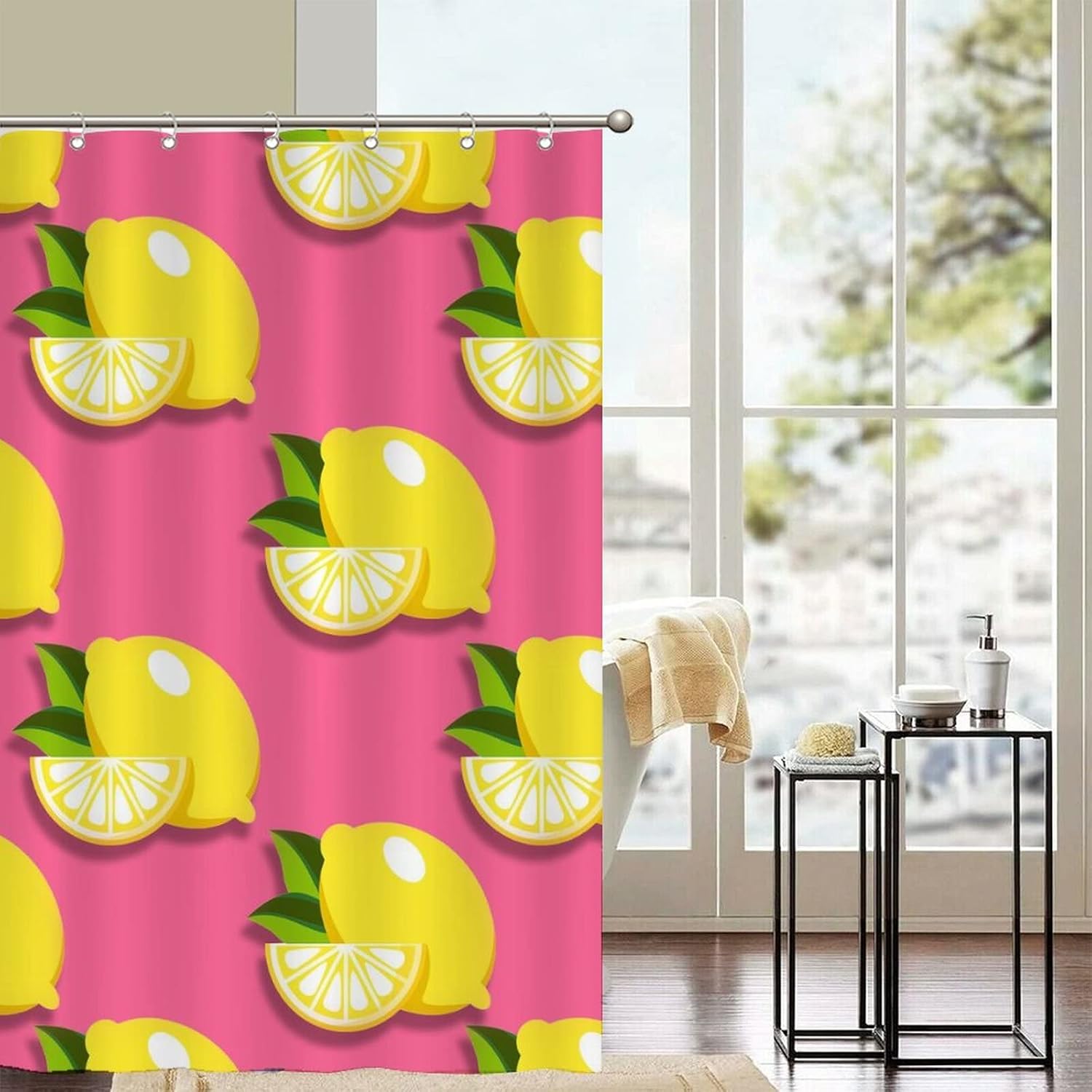Charming Abstract shower curtain Modern Lemon Fruit Design