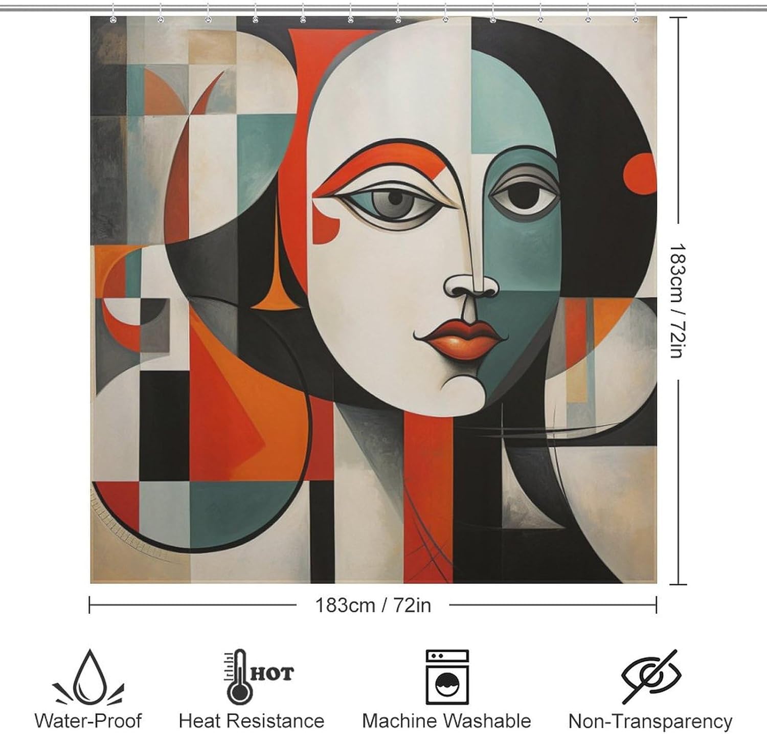 Abstract Boho Shower Curtain Luxury Oil Painting RedBlackBlue