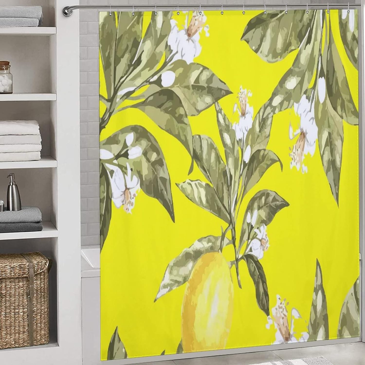 Fruit Lemon Polymer Yellow Bath Liner Set
