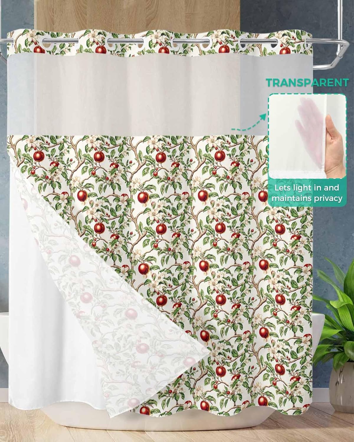 Stylish No Hook Shower Curtains with Snap-in Liner for Home Kitchen