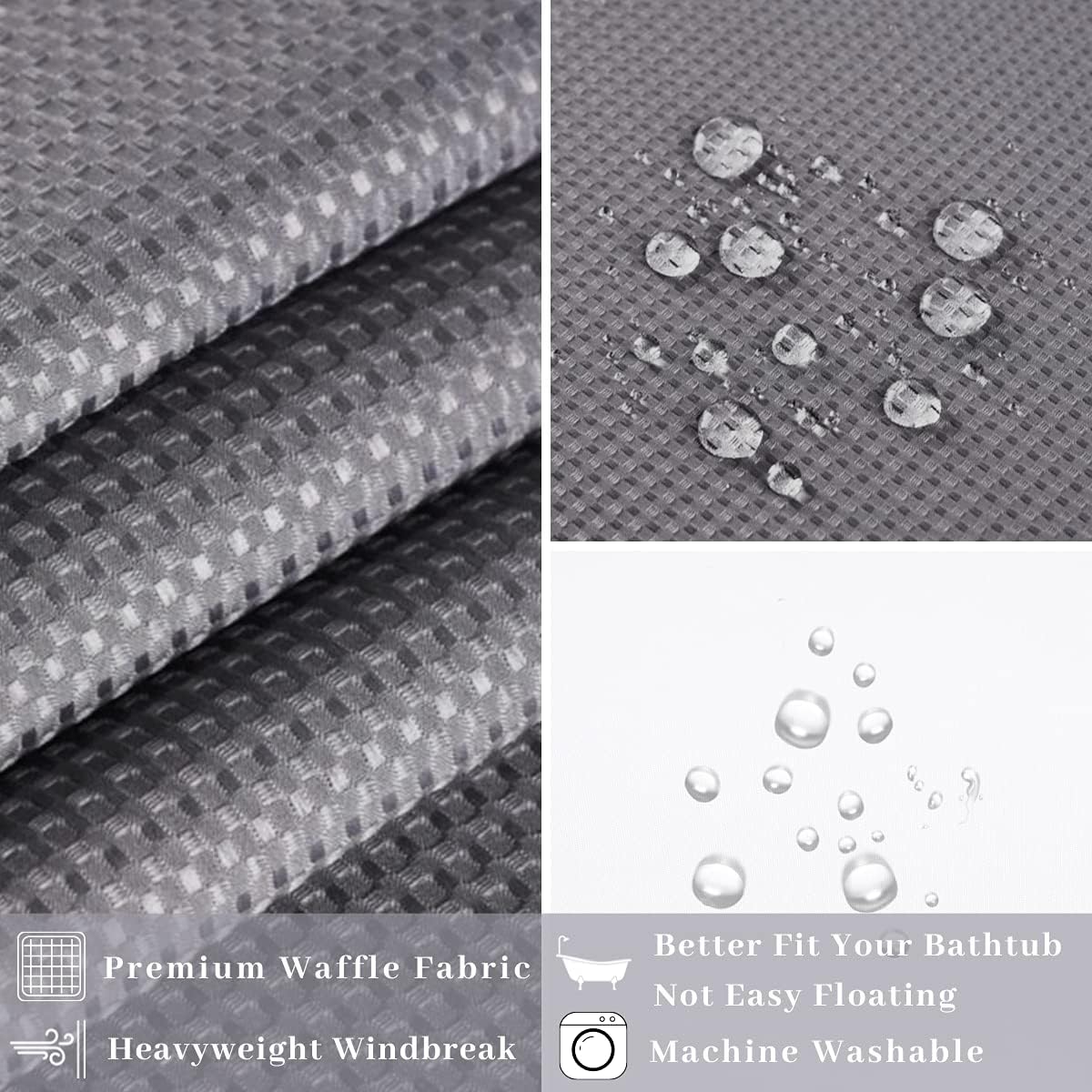 Ecoehoe Folding 36 x 72 Shower Curtain Set with Magnet Liner