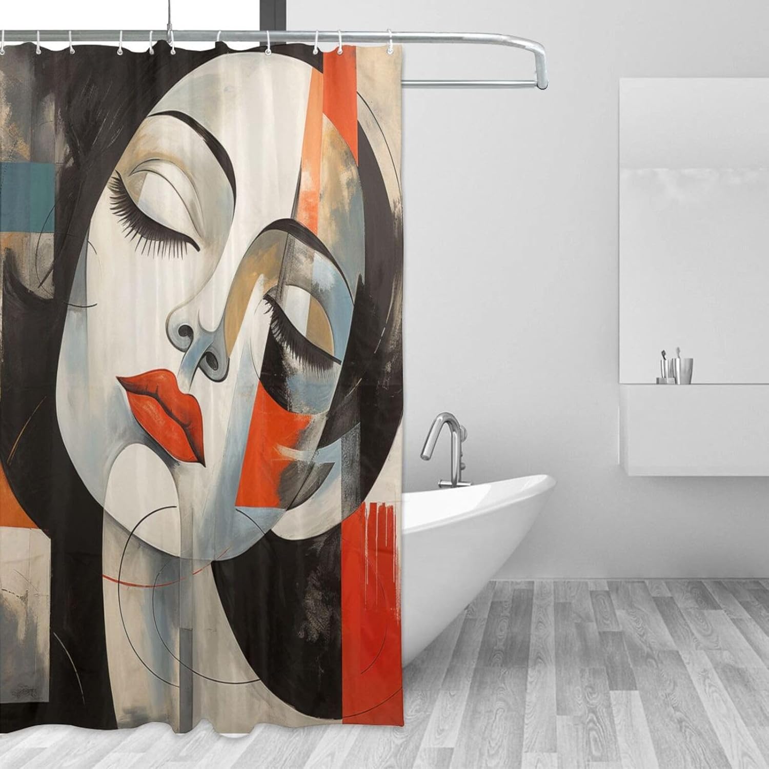 DAOWANGZUO Abstract Girl Boho Shower Curtain Set 72x72in
