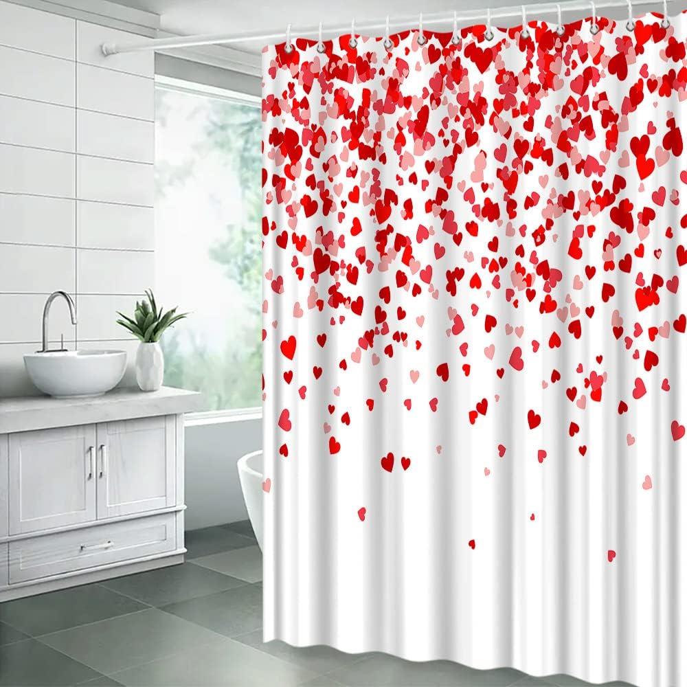 Romantic shower curtain Valentines Day design