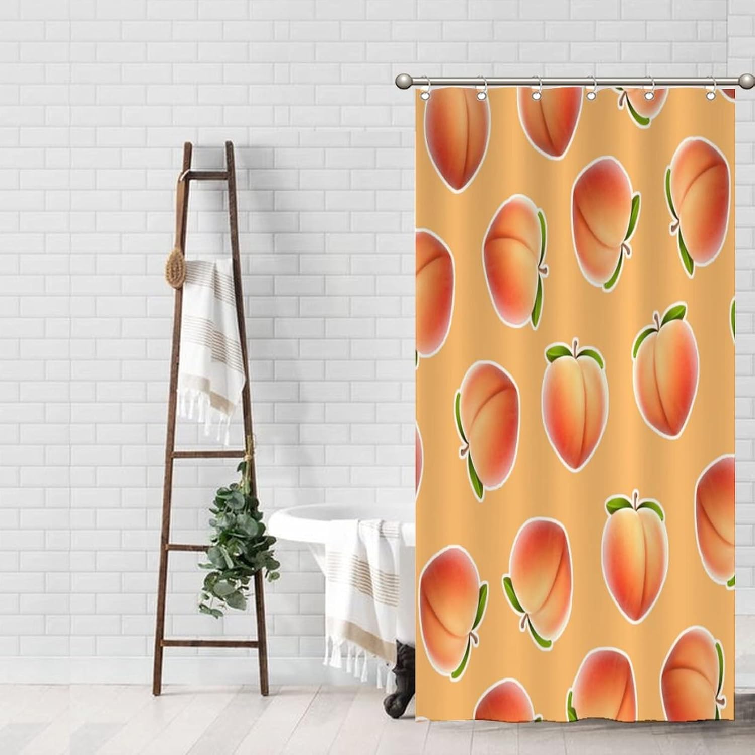 Cute Washable Peach Shower Curtain