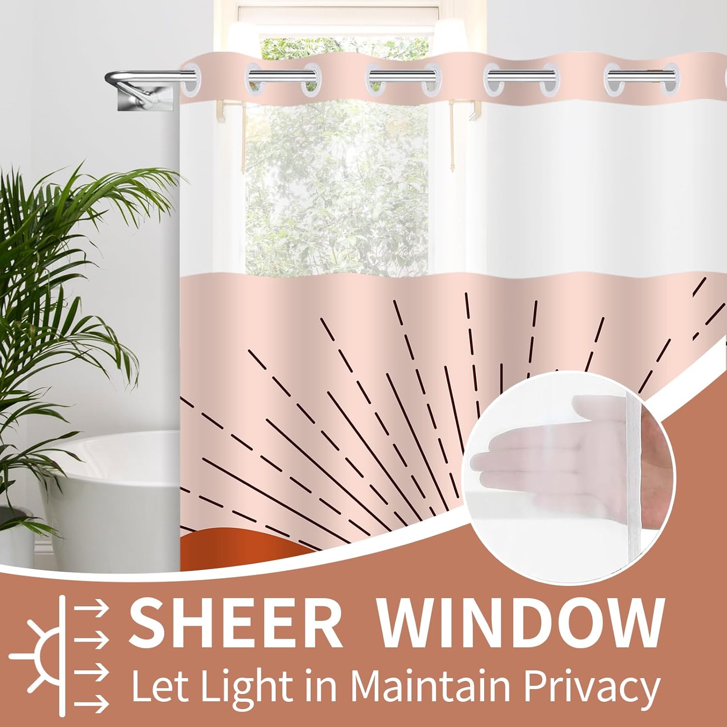 No Hook Boho Shower Curtain