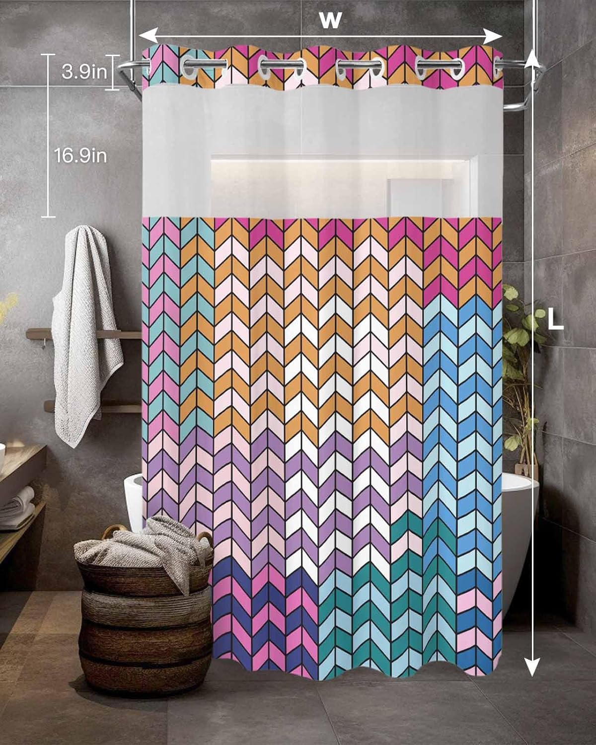 Waterproof Shower Curtain Set 36x72 In