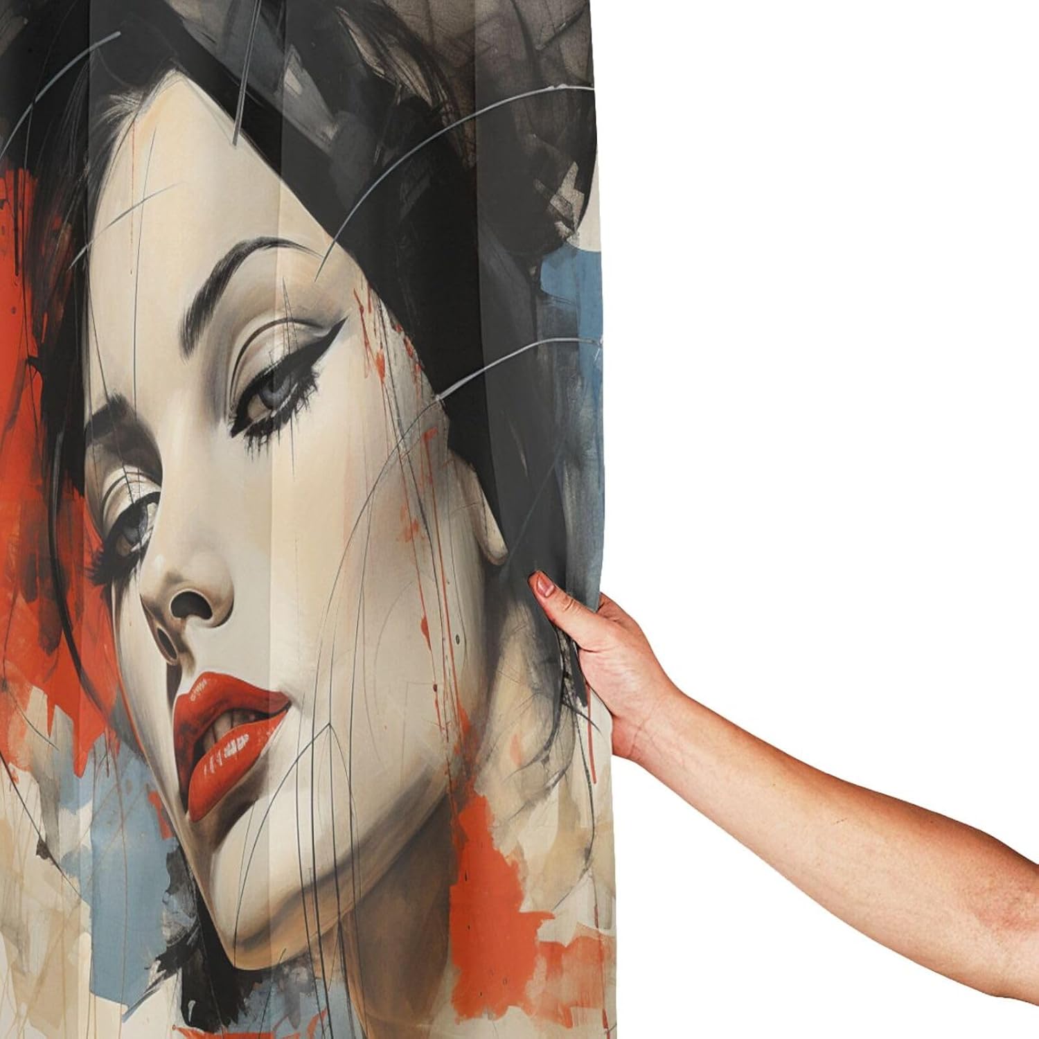 DAOWANGZUO Black Hair Girl Boho 72x72 Shower Curtain Set for Bathroom