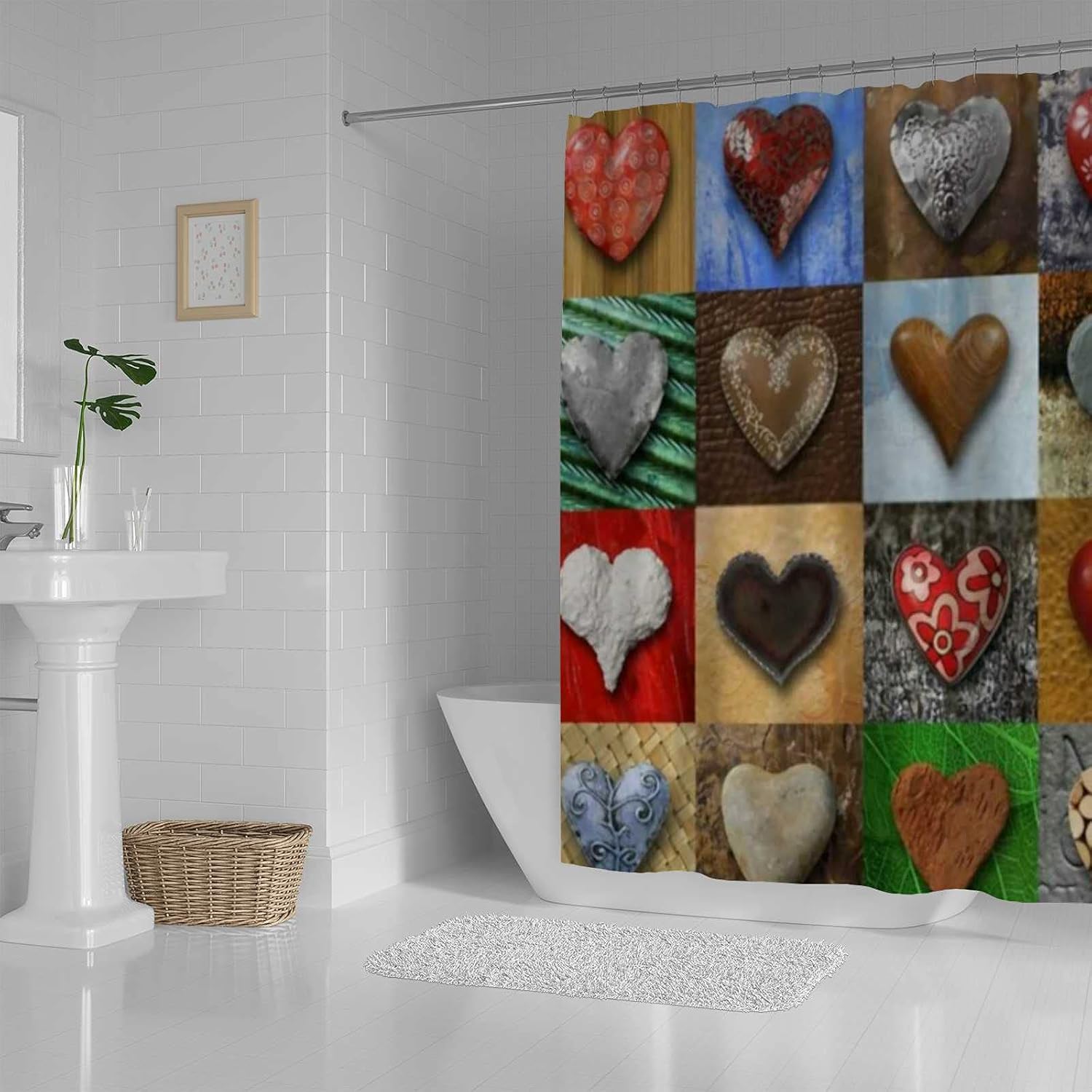 Rashu Heart-Shaped Shower Curtain for Your Bathroom