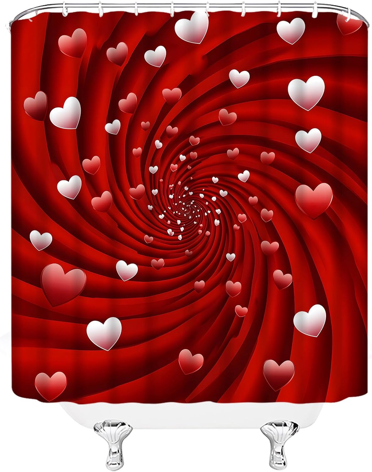 Valentines Day Retro Groovy Red Heart shower curtain 70x70 inches with 12 hooks