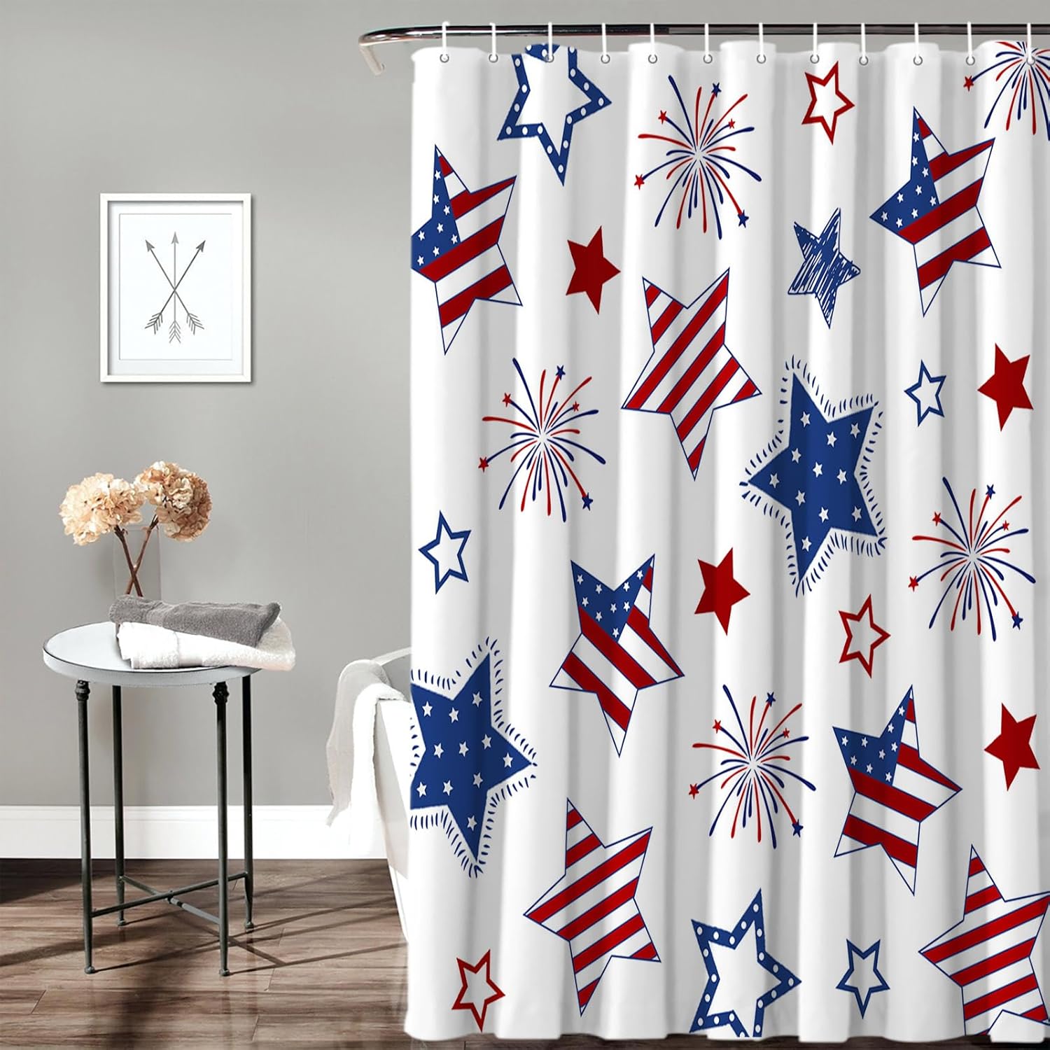 ALAGEO 4th of July USA Flag Shower Curtain