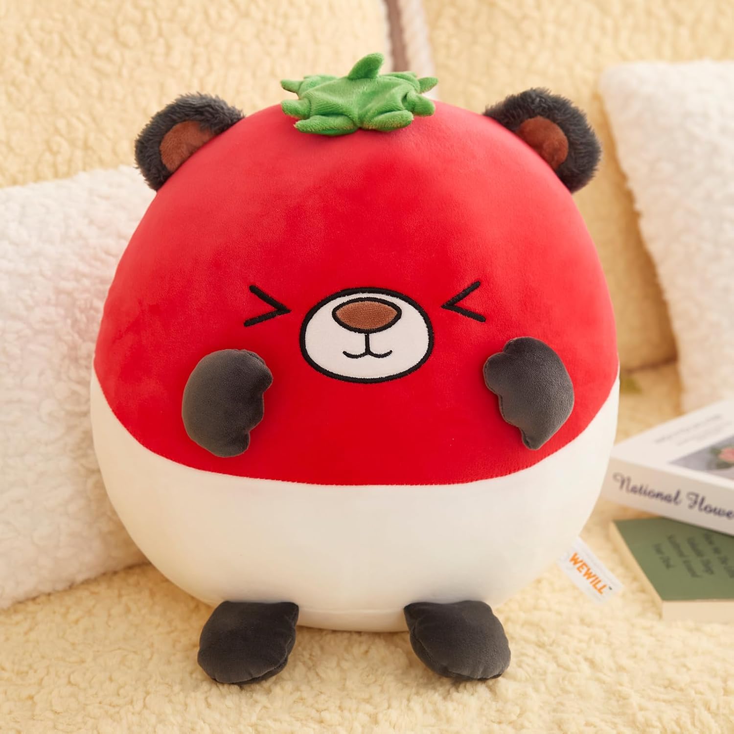 WEWILL 12 Inch Cute Tomato Bear Plush Pillow Toy