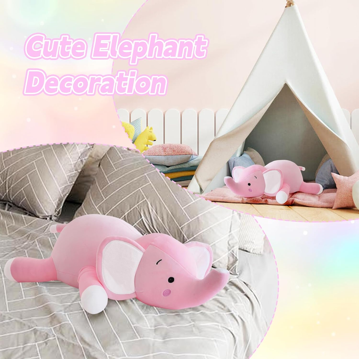 Weighted Elephant Plush Hugging Pillow for Kids