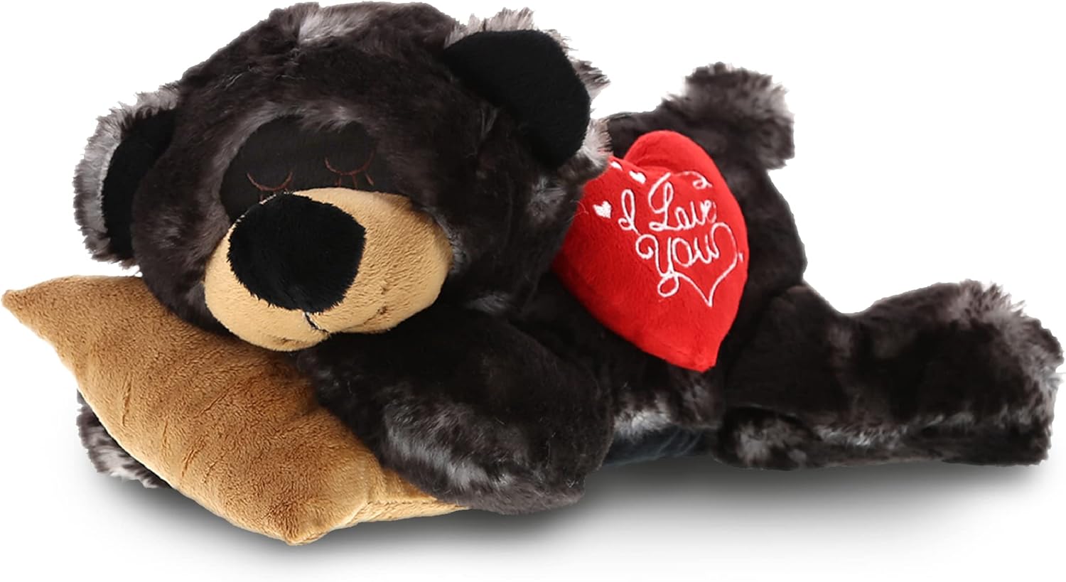 DolliBu I Love You Valentine Black Bear Plush with Pillow