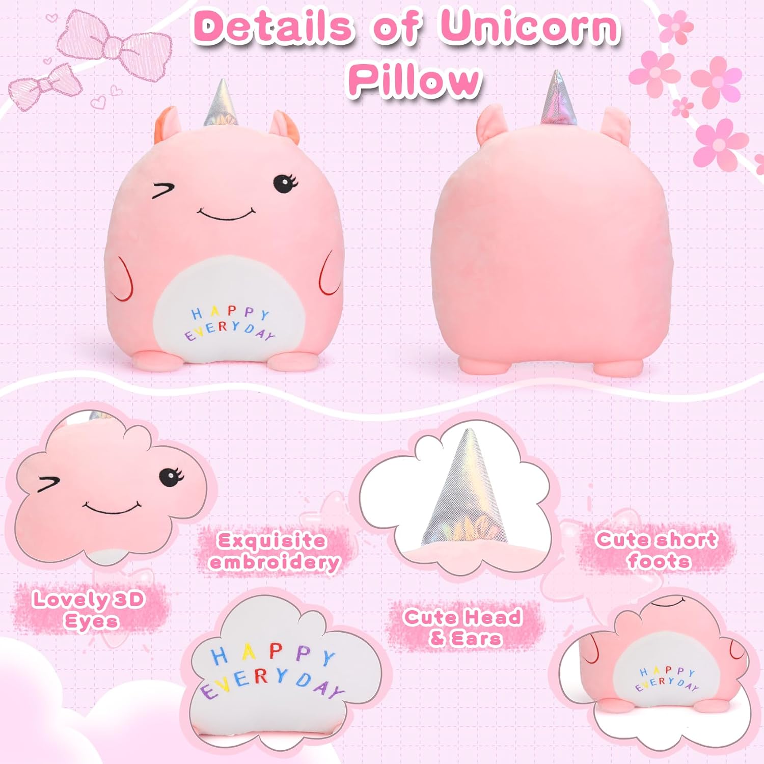 16 Unicorn Plush Pillow for Girls
