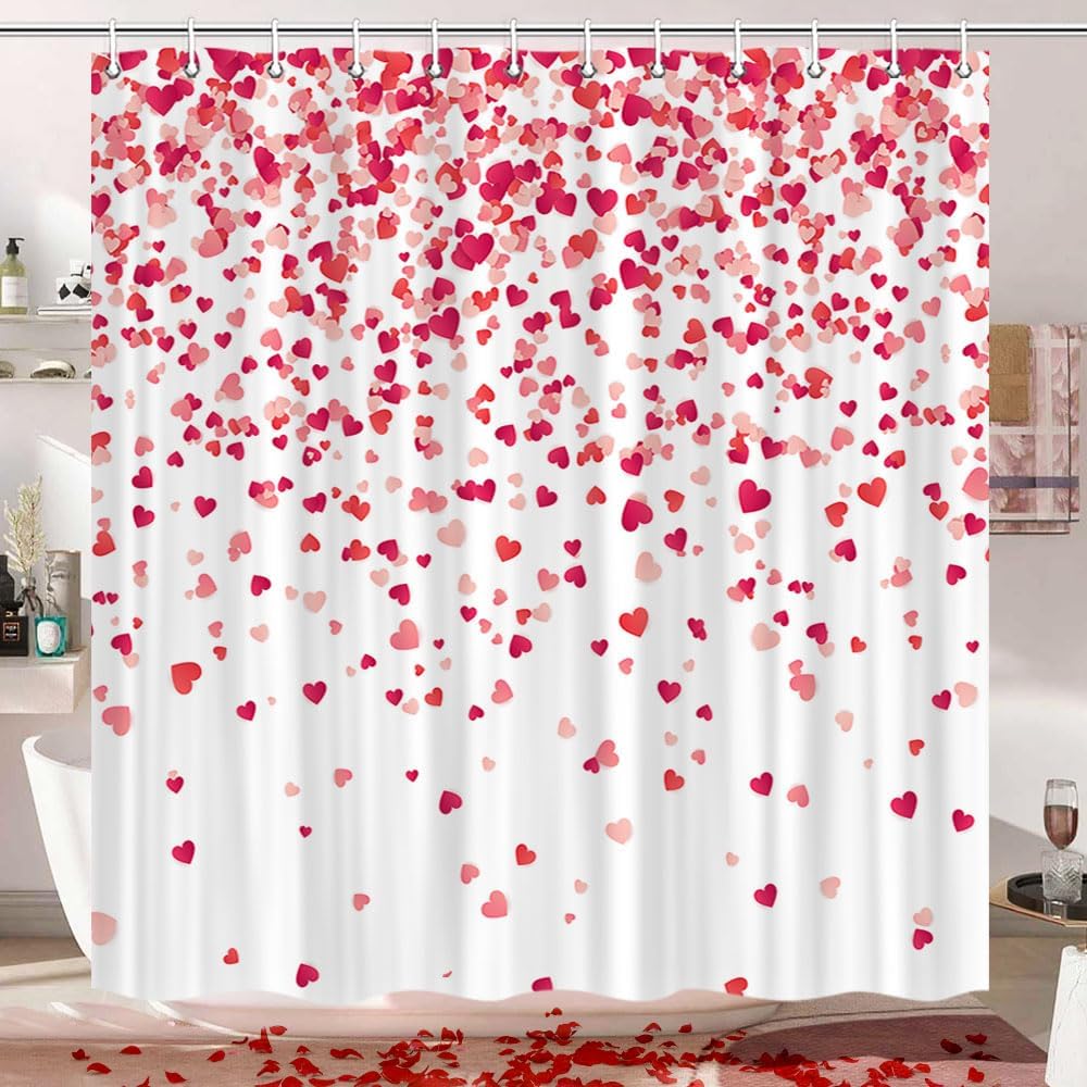 Valentine Red Heart Shower Curtain