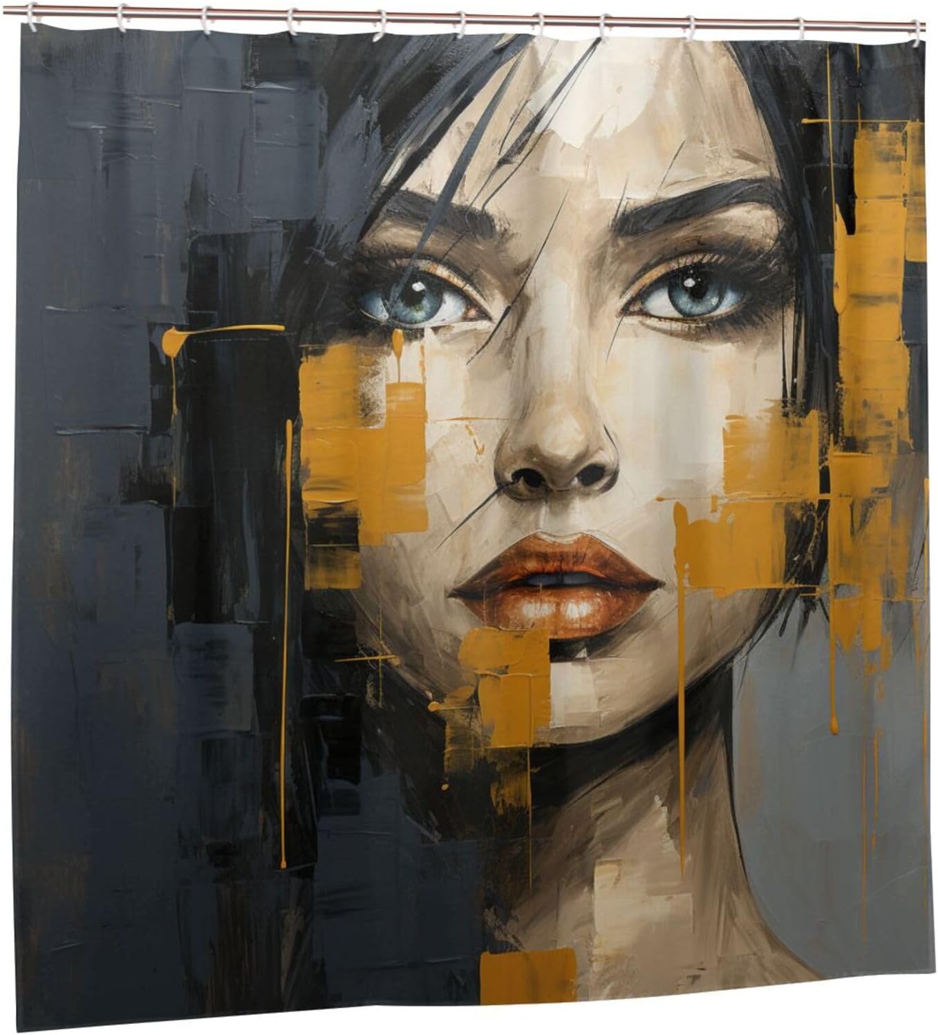 DAOWANGZUO Luxury Oil Painting Boho Face Shower Curtain Set