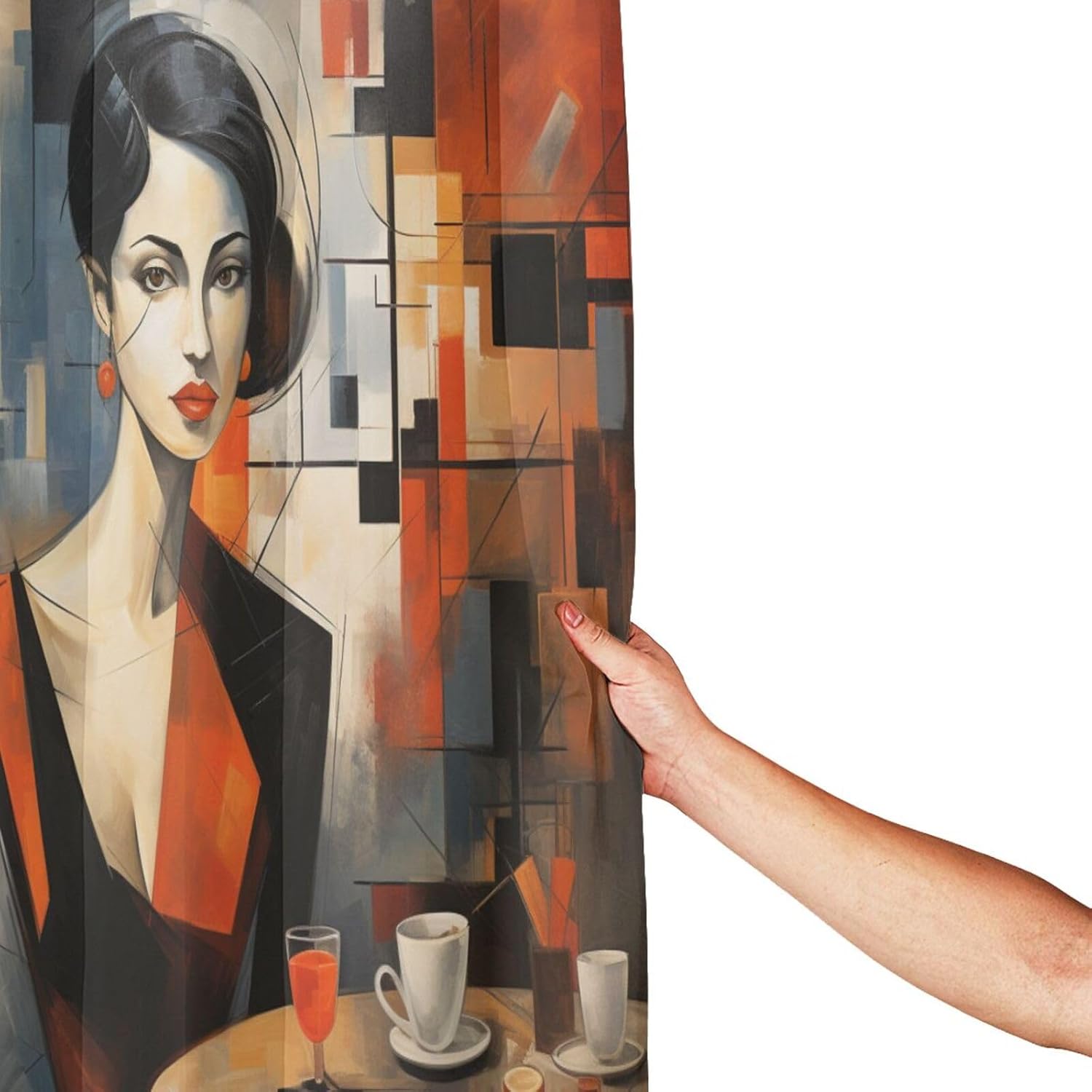 DAOWANGZUO Female Face Abstract Shower Curtain Set Luxury Oil Painting Design 72x72in