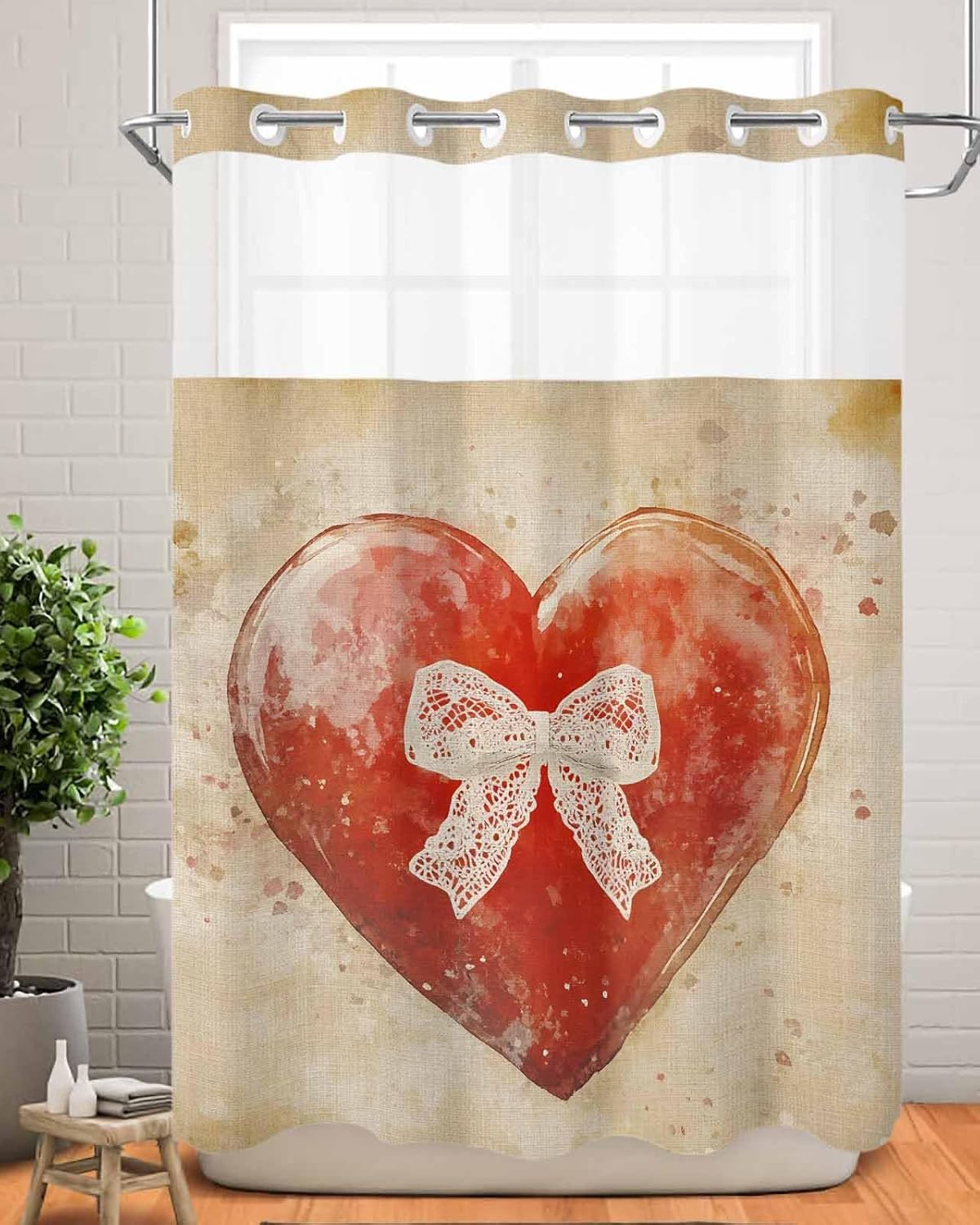 No-Hook Waterproof Shower Curtain Set