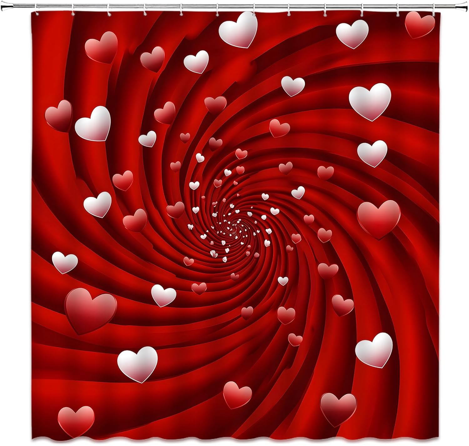 Valentines Day Retro Groovy Red Heart shower curtain 70x70 inches with 12 hooks