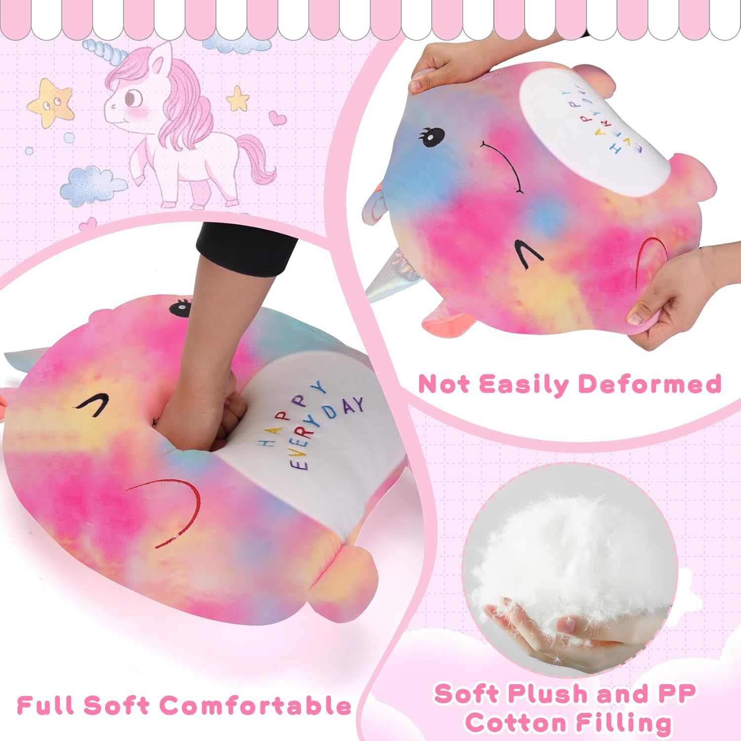 Stuffed Unicorn Pillow for Kids Soft Plush Toy