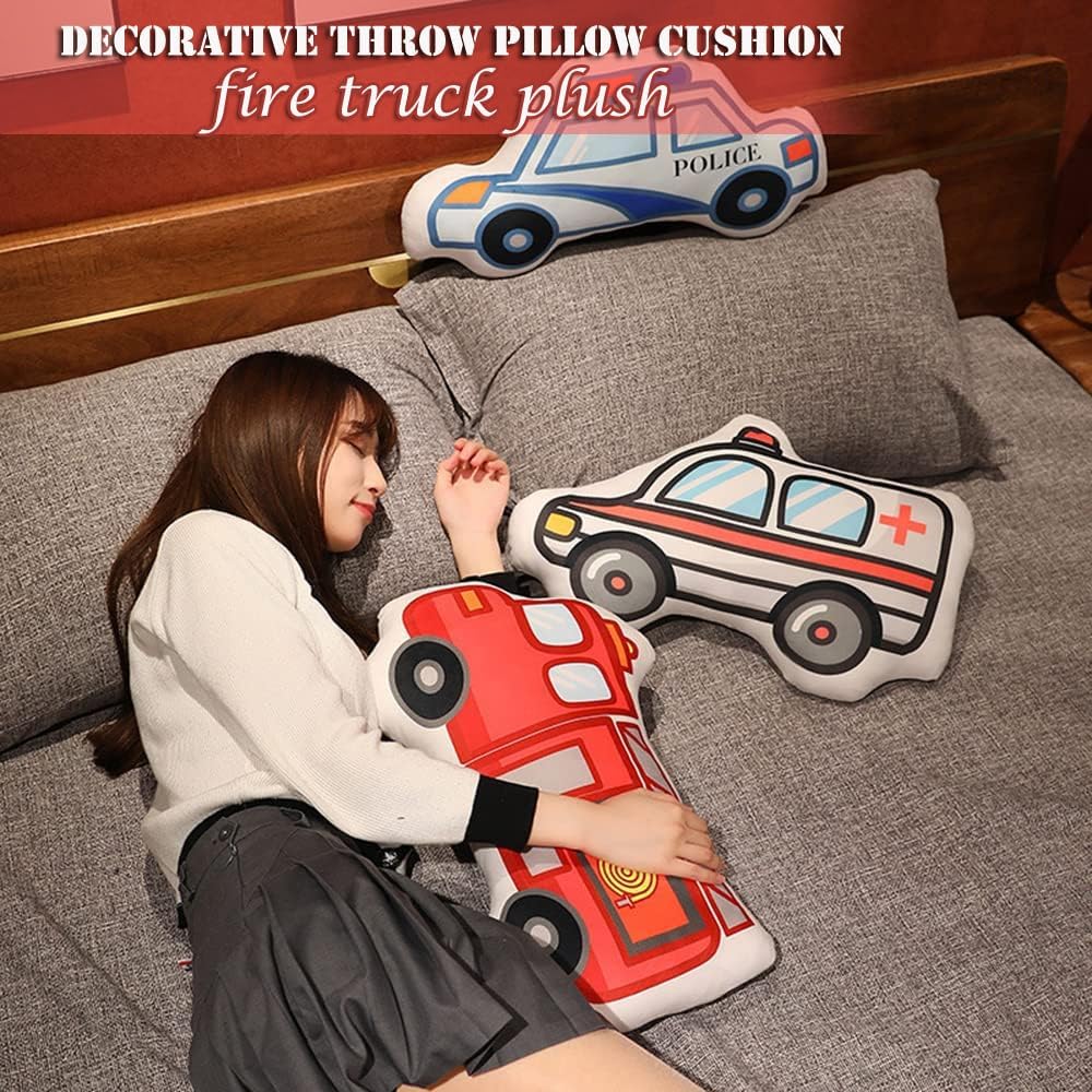 Ambulance Plush Pillow Super Soft Cars Plush for Kids