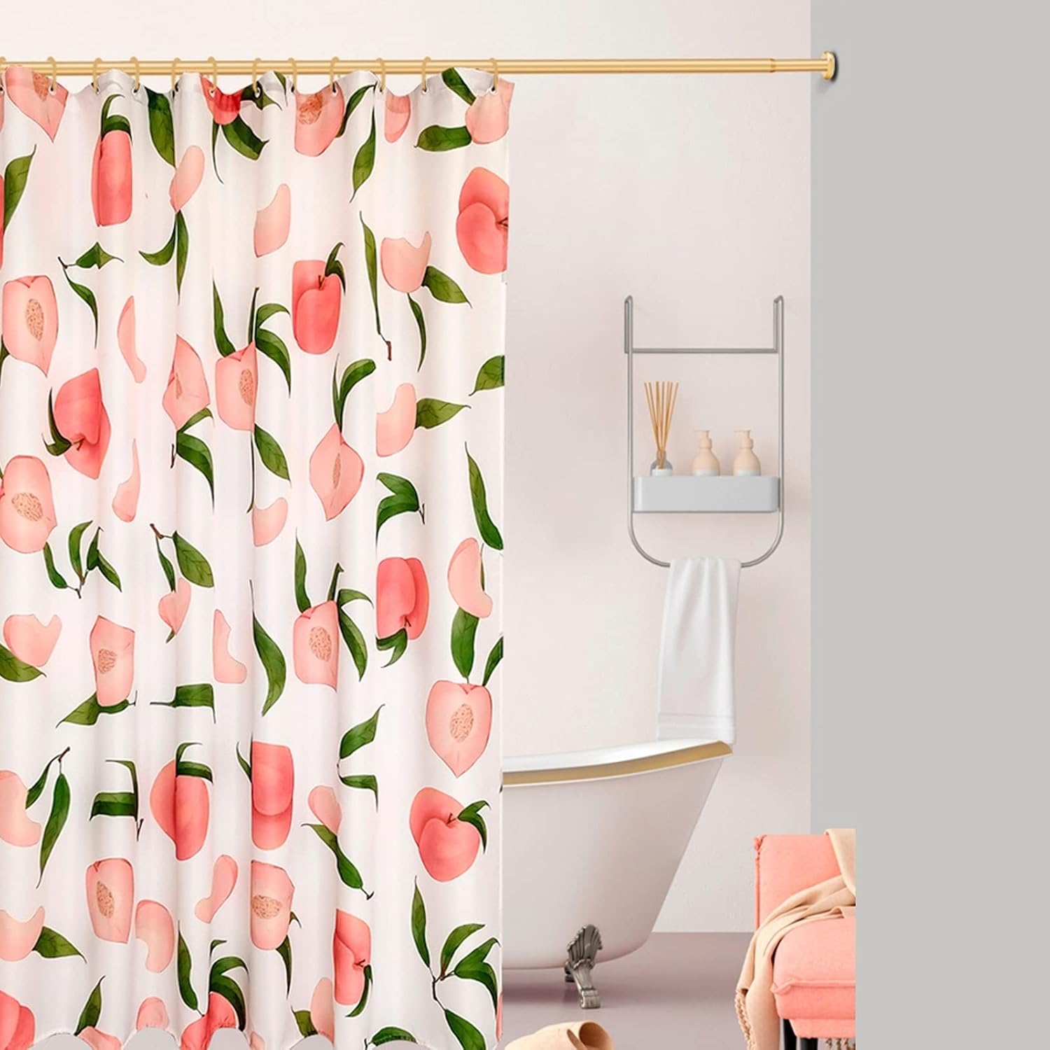 BNNP Fruit Peach Washable Polyester Bathroom Curtain 200x200cm