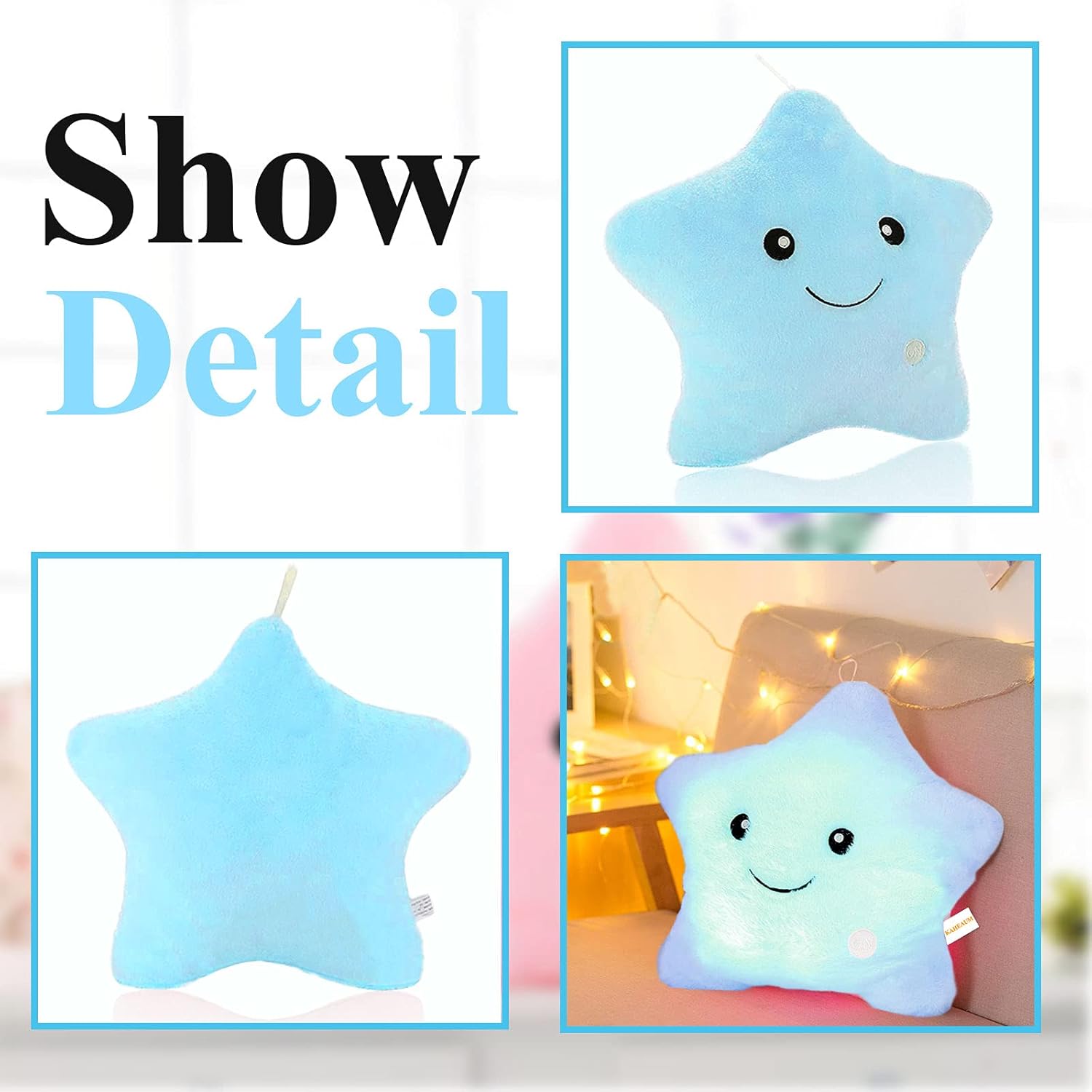Glowing Twinkle Star Plush Pillow for Kids