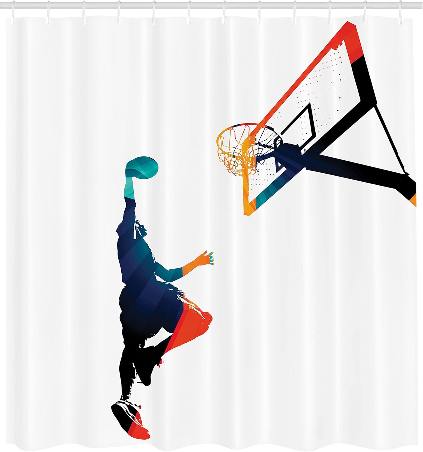 Ambesonne Sports Shower Curtain Basketball Mural 69 W x 70 L