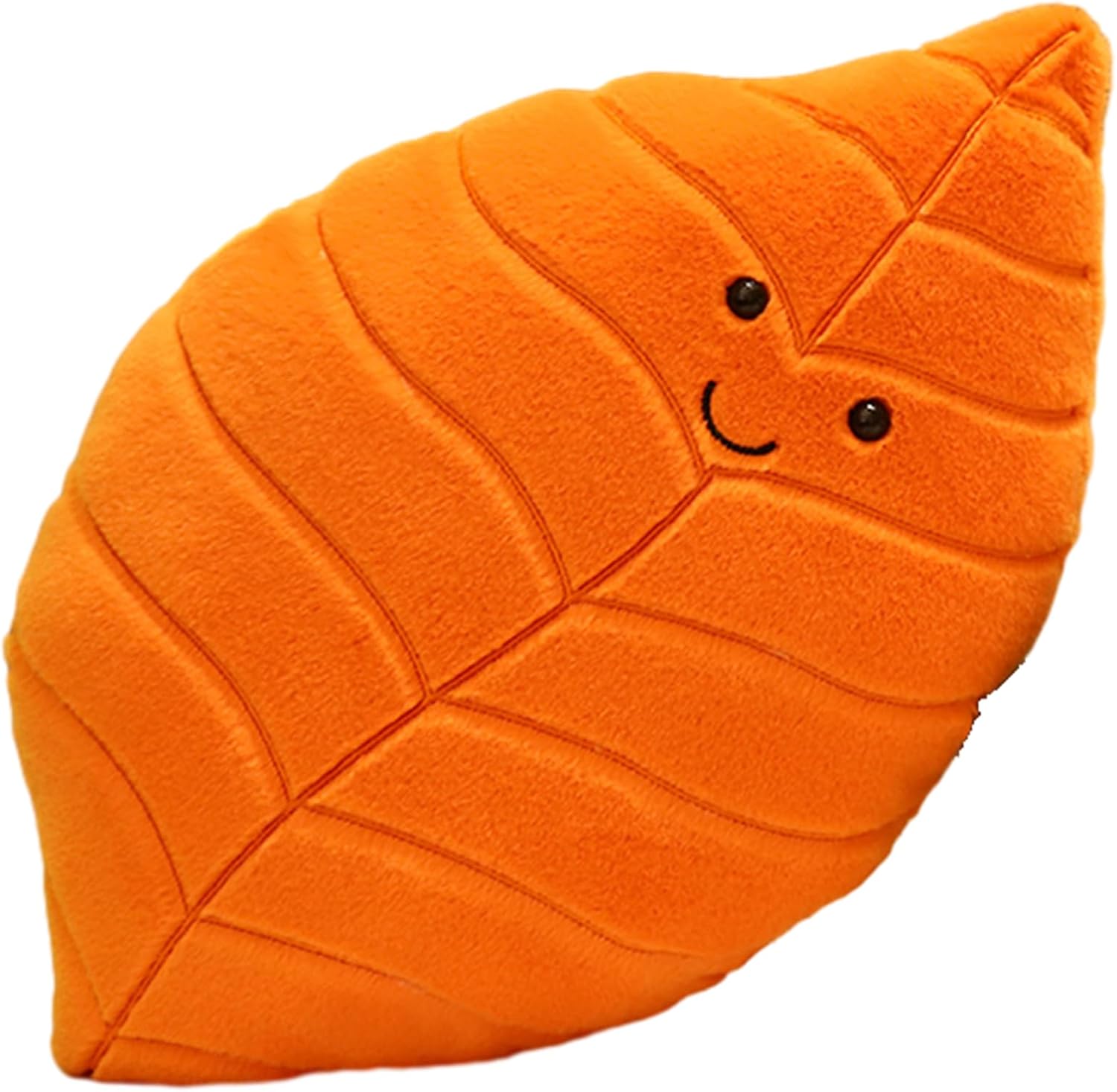 Soft Plush Orange Leaf Pillow for Home Decor