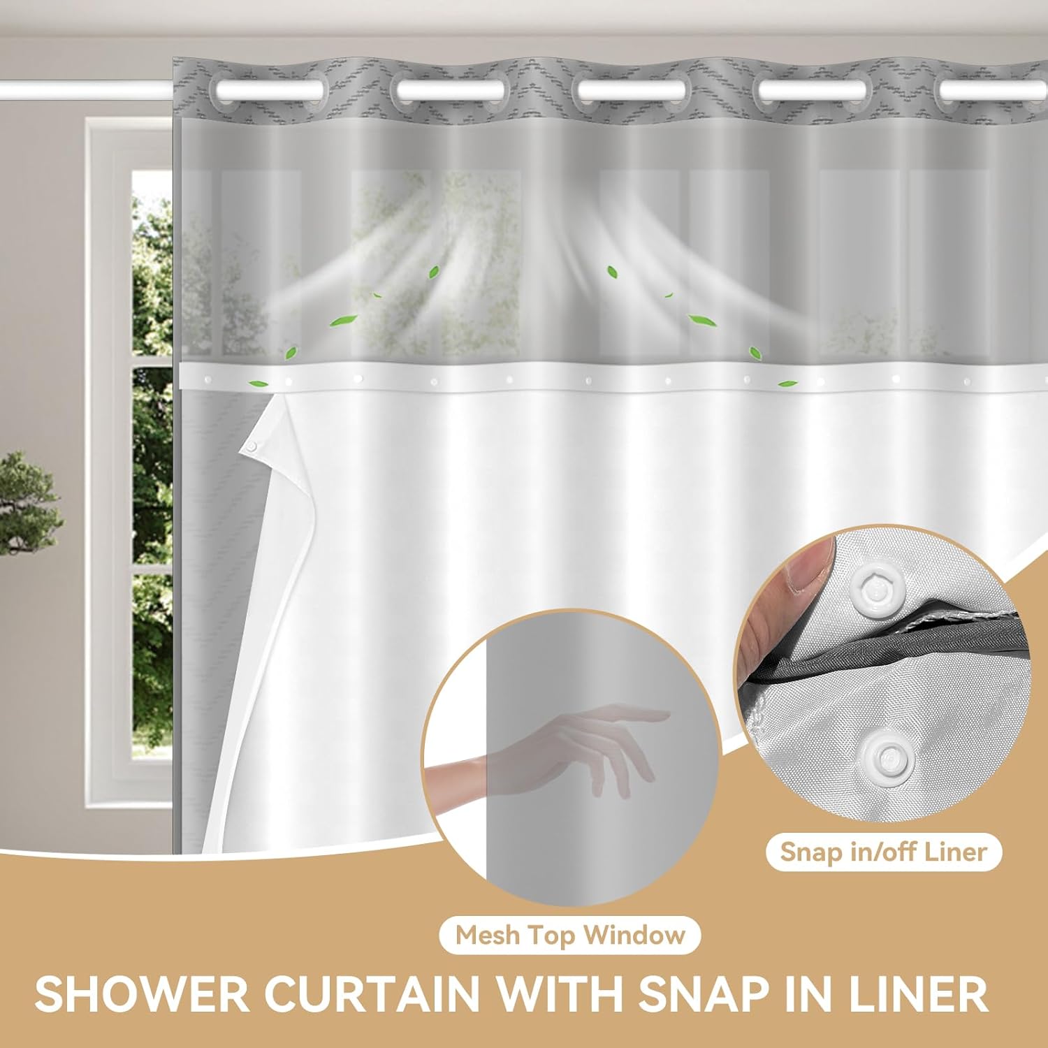 Aikku Small Stall Shower Curtain Set Eco-Friendly Durable for Home Travel