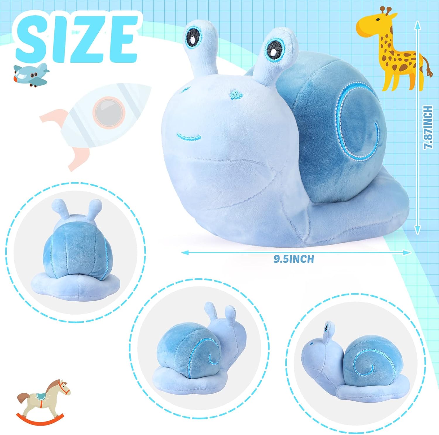 Two-Piece Civaner Pink Blue Snail Plush Pillow