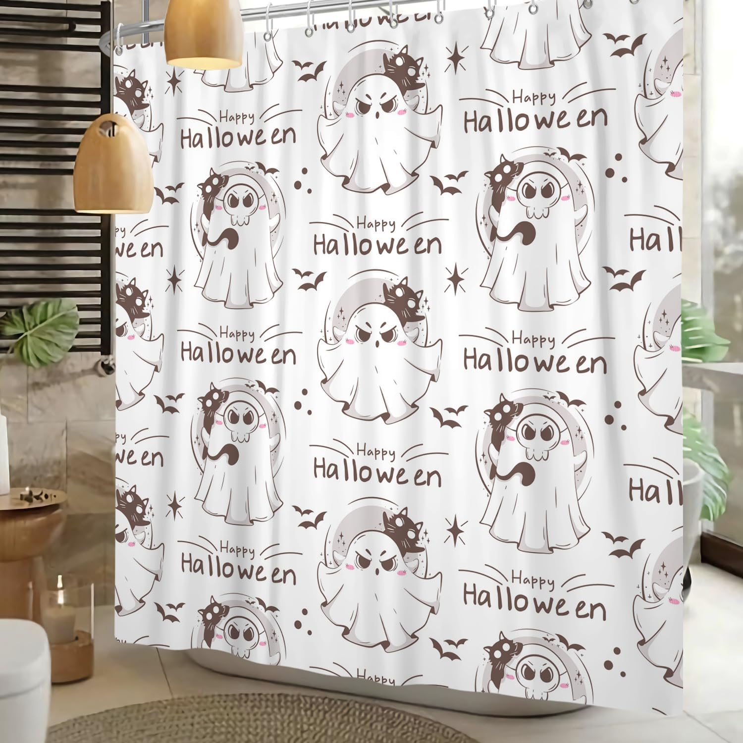 Sillsloso Halloween Ghost Shower Curtain 72x84 Inch
