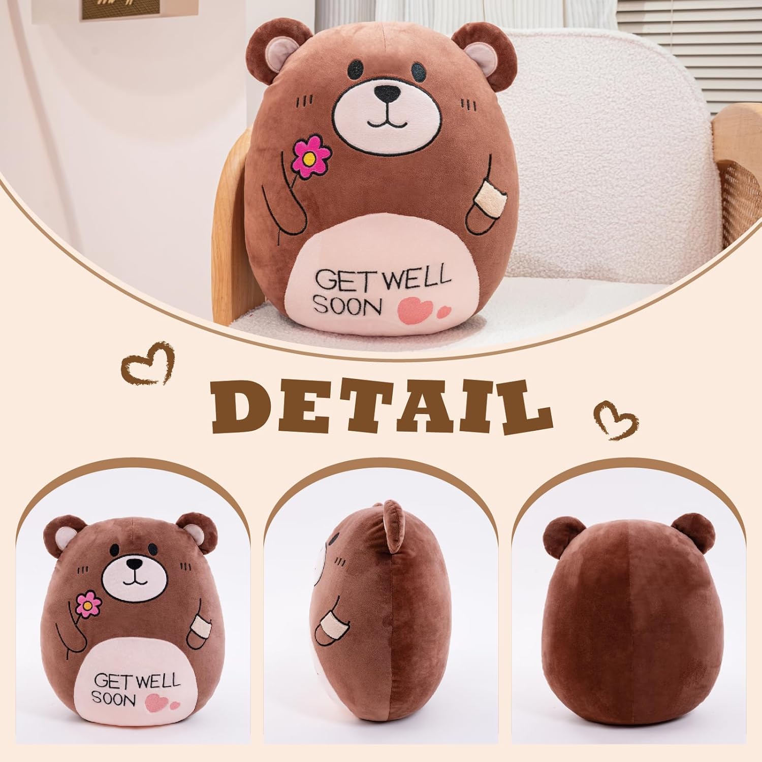 145 Teddy Bear Plush Pillow for Recovery and Comfort