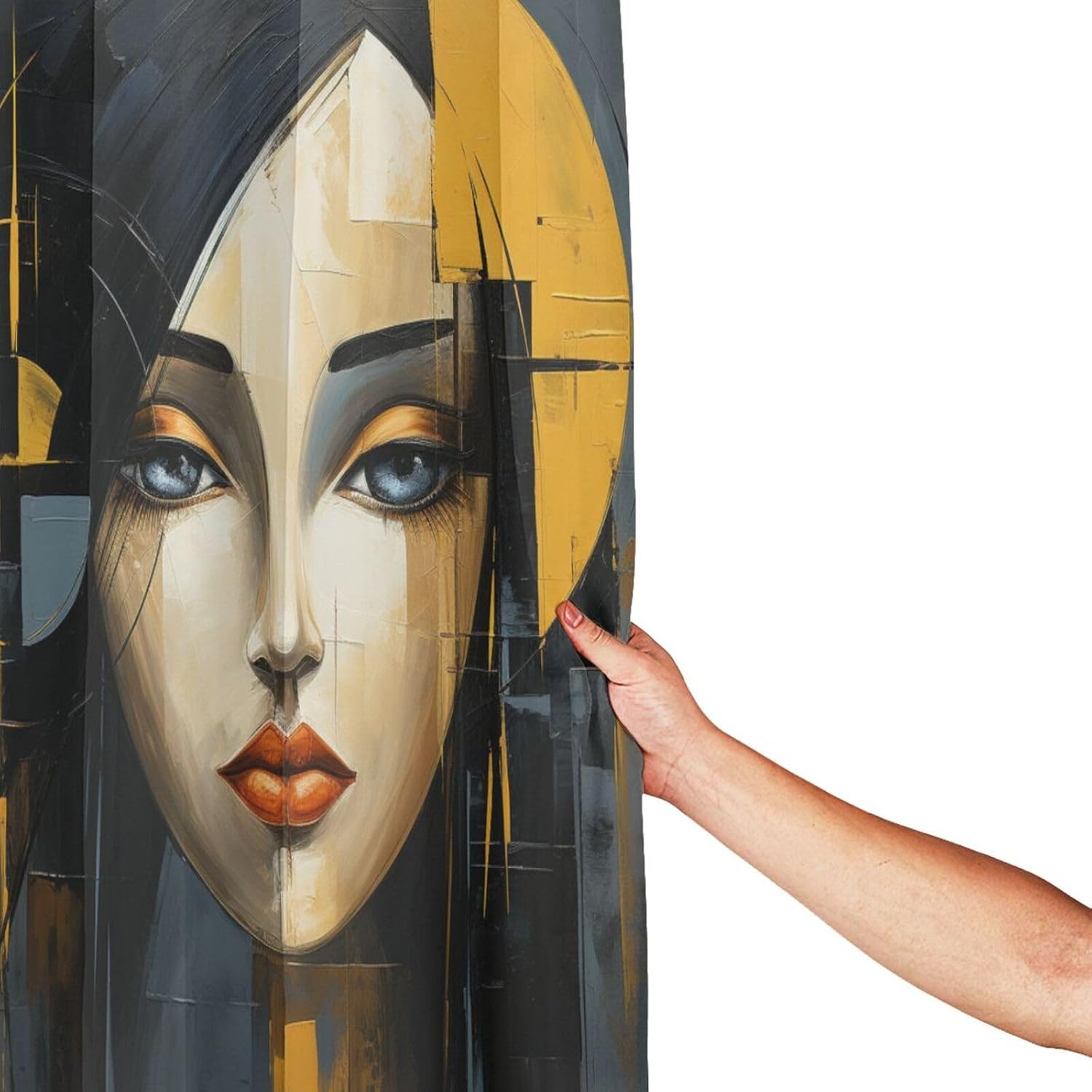DAOWANGZUO Oil Painting Luxury Face Shower Curtain with 72x72in Pattern