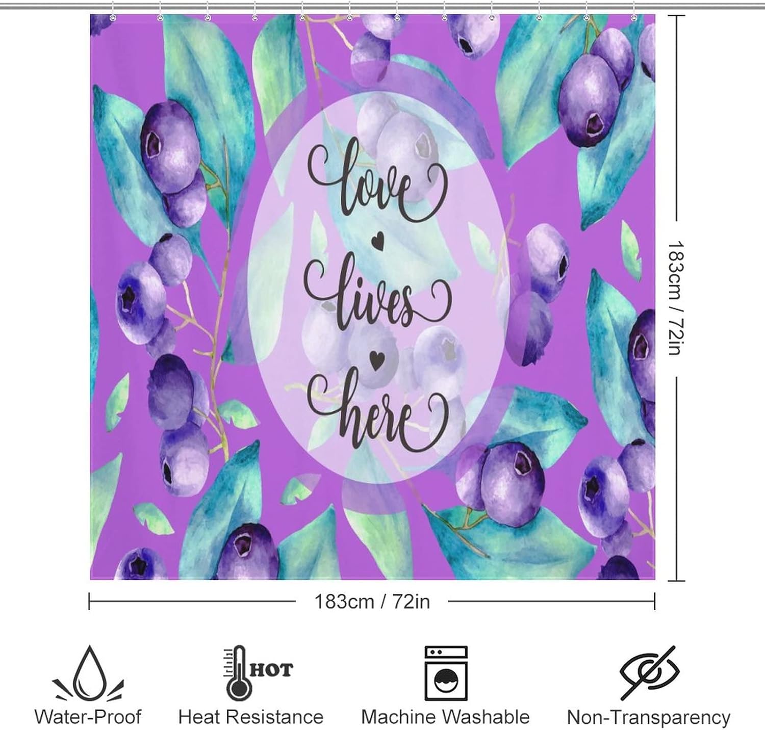 Sweet Natural Food Shower Curtain with 12 Hooks