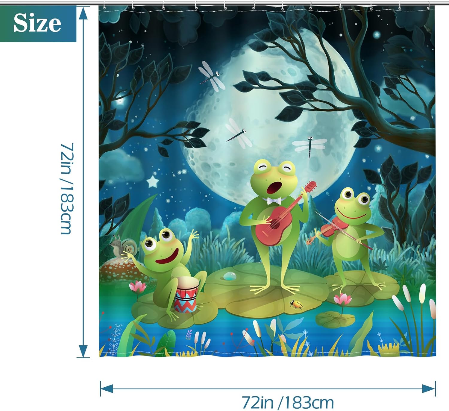 Aimego Funny Frog Shower Curtain Set