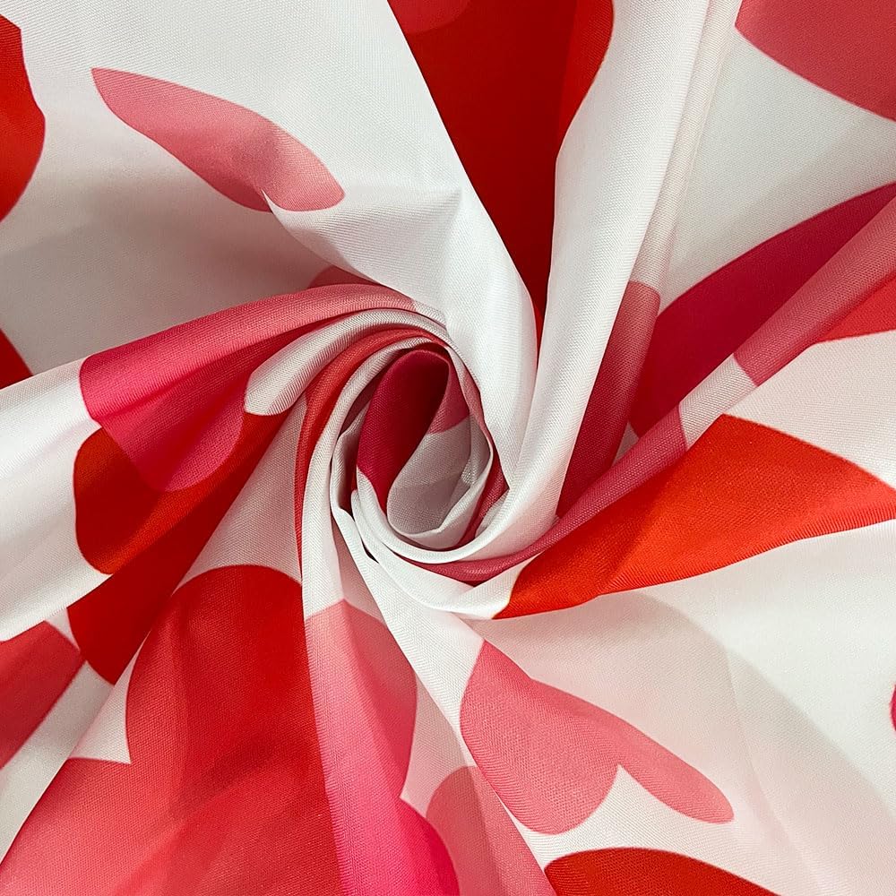 JAWO Valentines Falling Red Heart Shower Curtain Set 70x70 inch