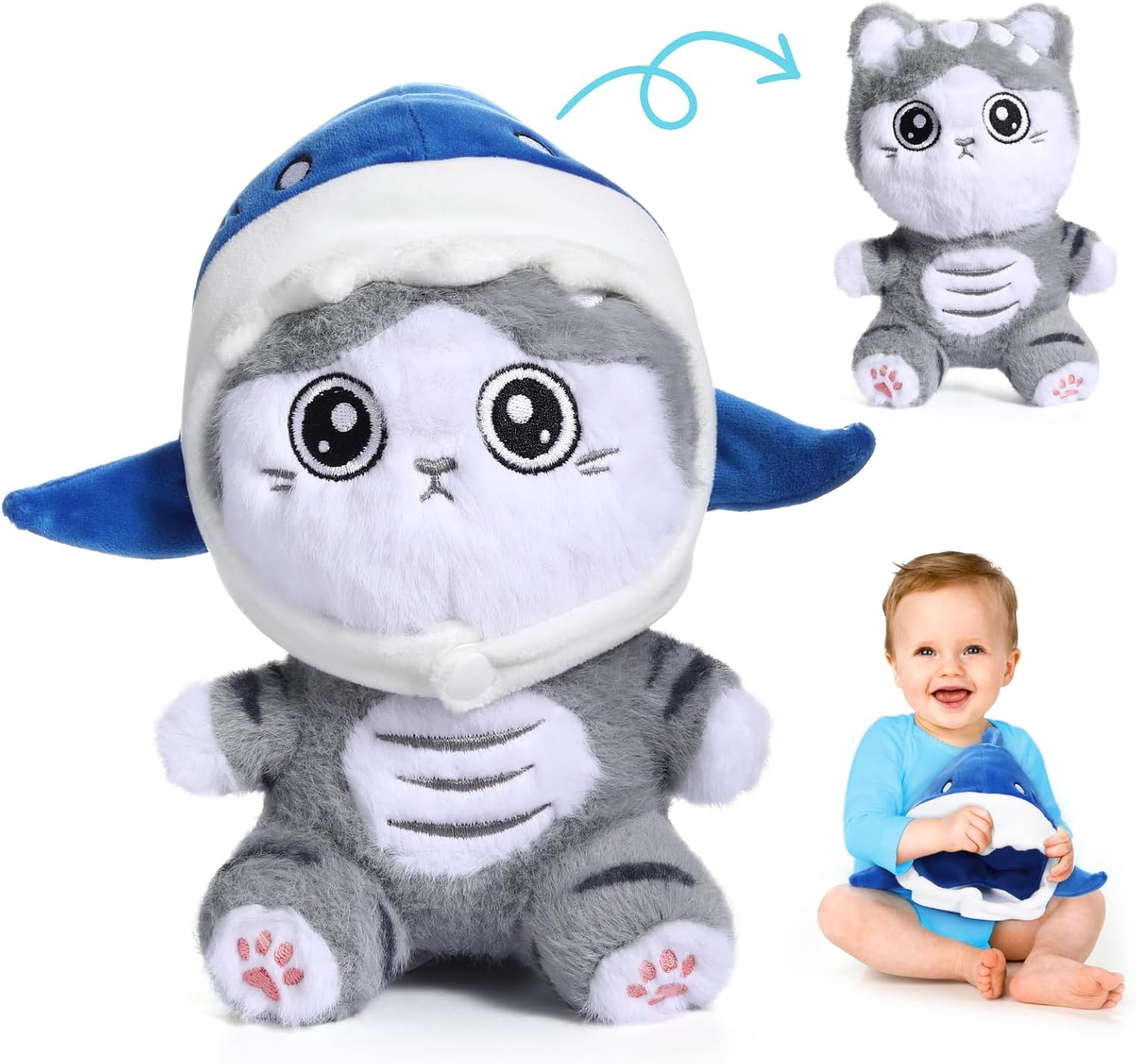 Emoin 8 Inch Shark Cat Plush Toy Kawaii