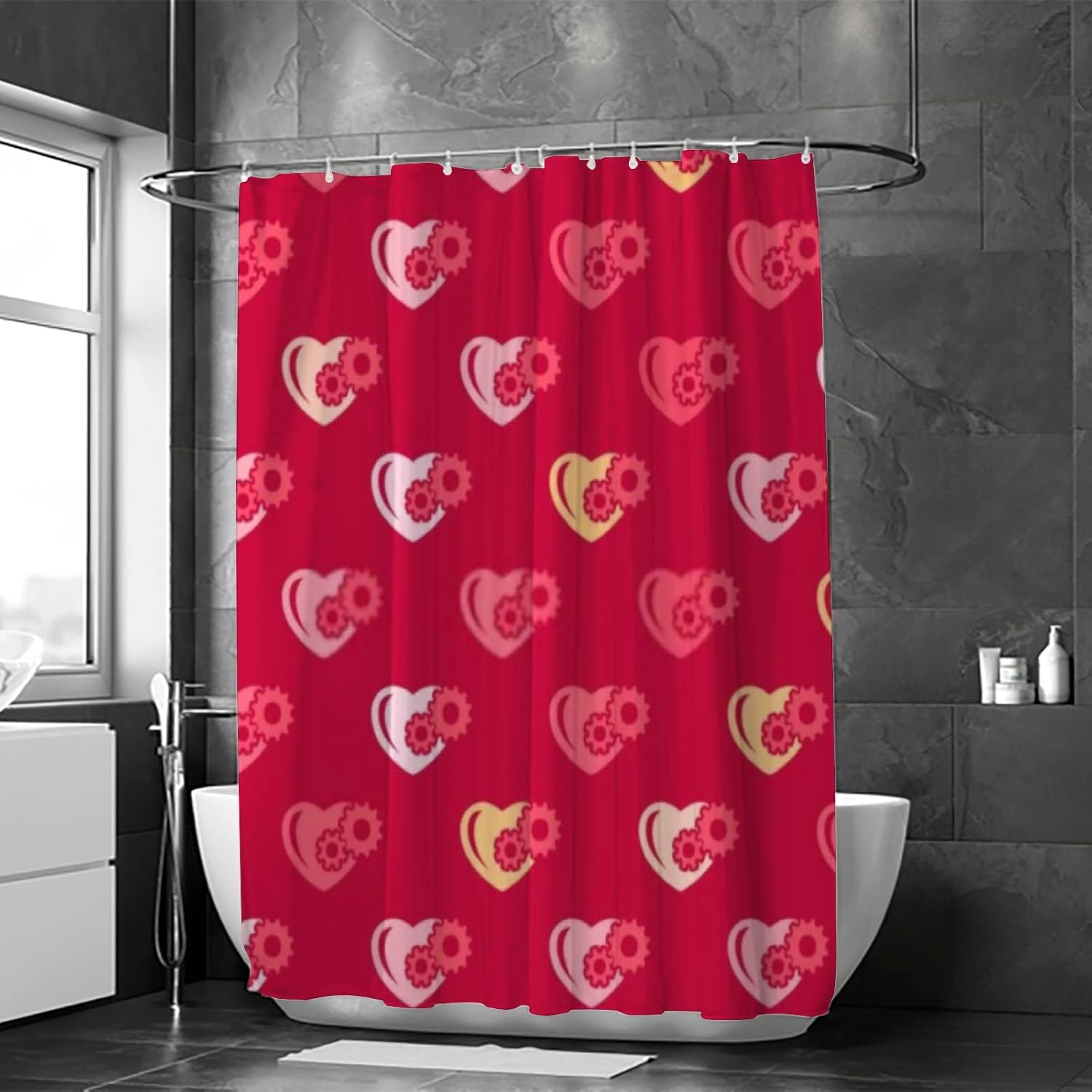 Durable 60x72 inch shower curtain 12 hooks Valentines Day