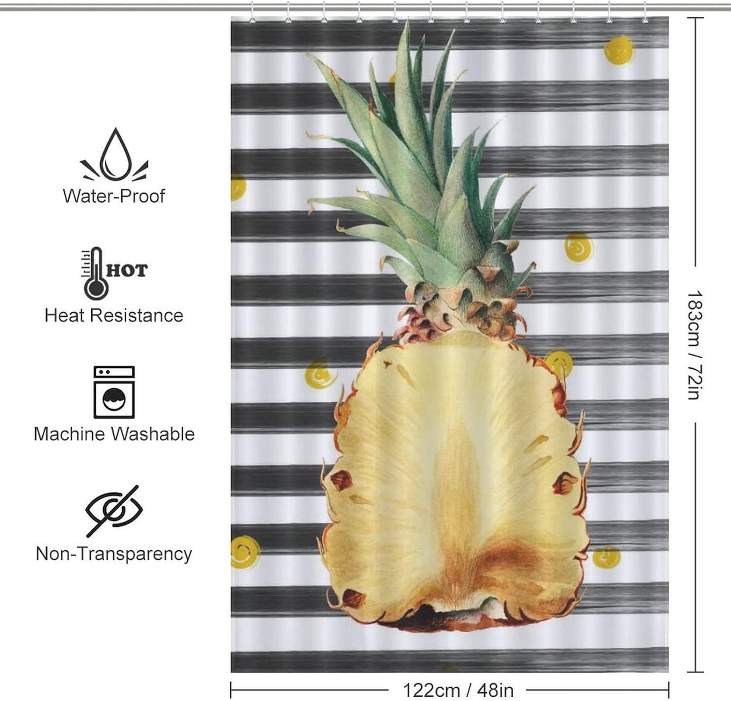 Summer Fun Pineapple Bath Curtains