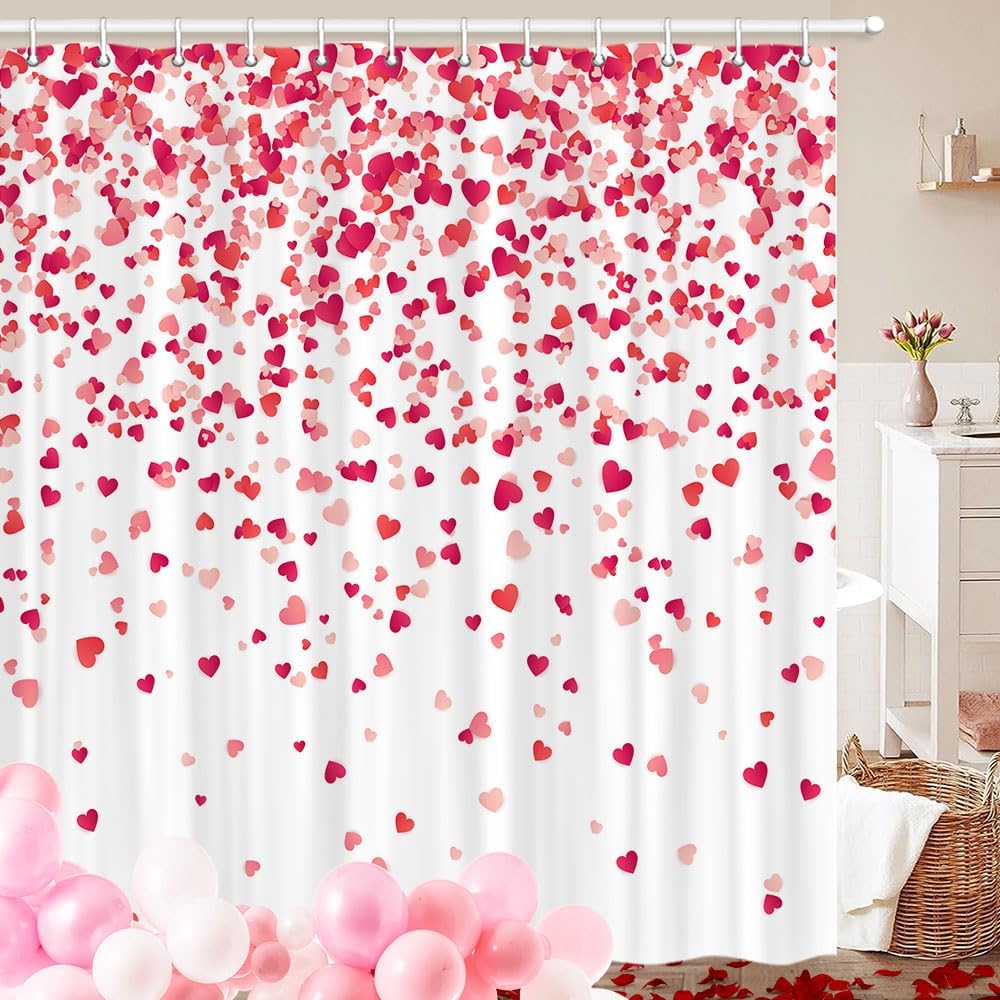 Valentine Red Heart Shower Curtain