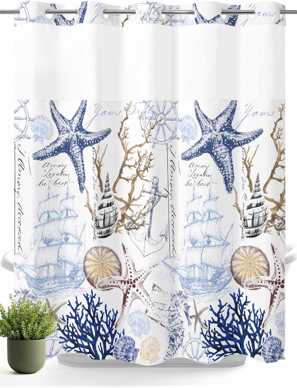 No Hooks Shower Curtain Set Waterproof and Super comfy for Your Bathroom