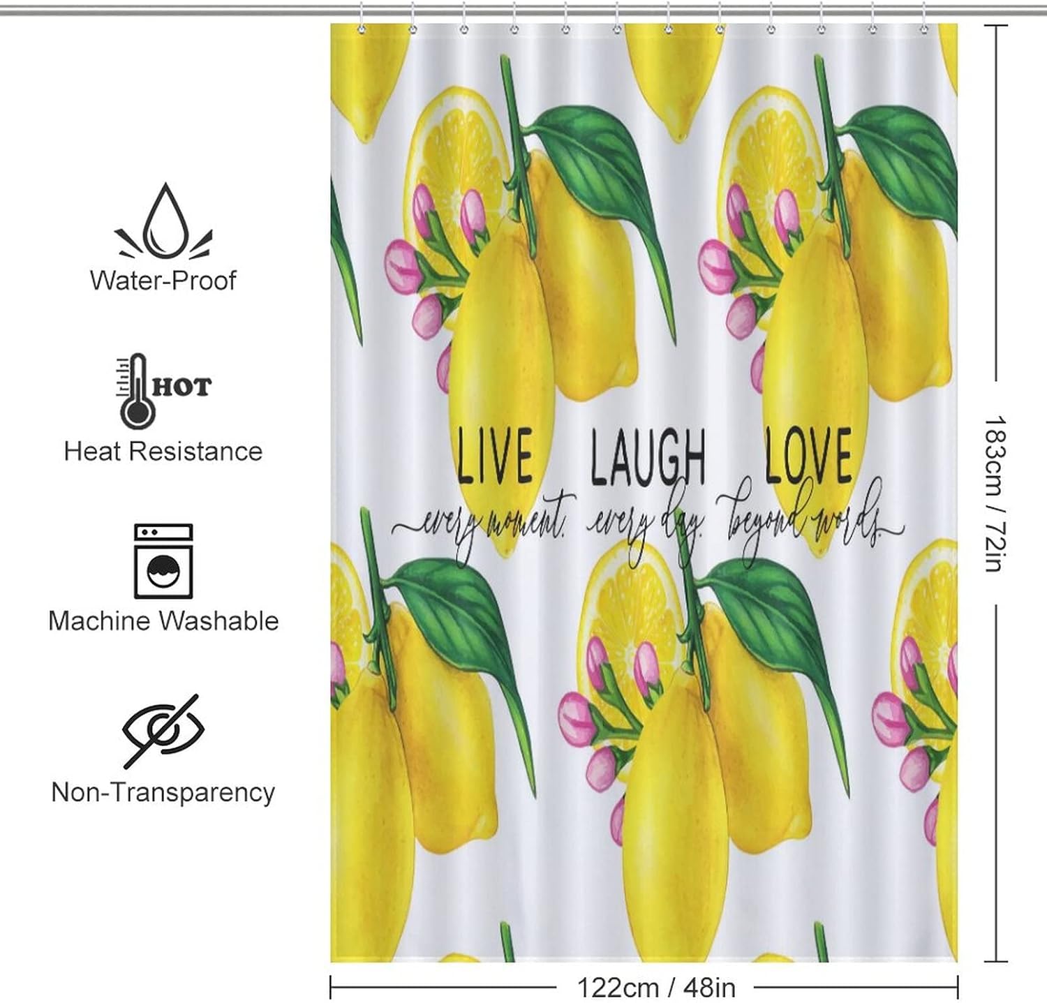 Sweet Natural Fruit Pattern Shower Curtain 48x72