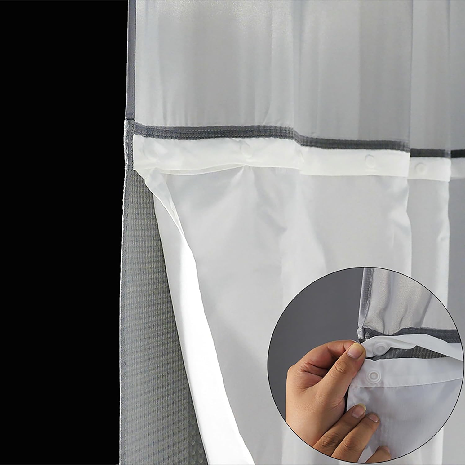 Planially No Hooks Shower Curtain Set