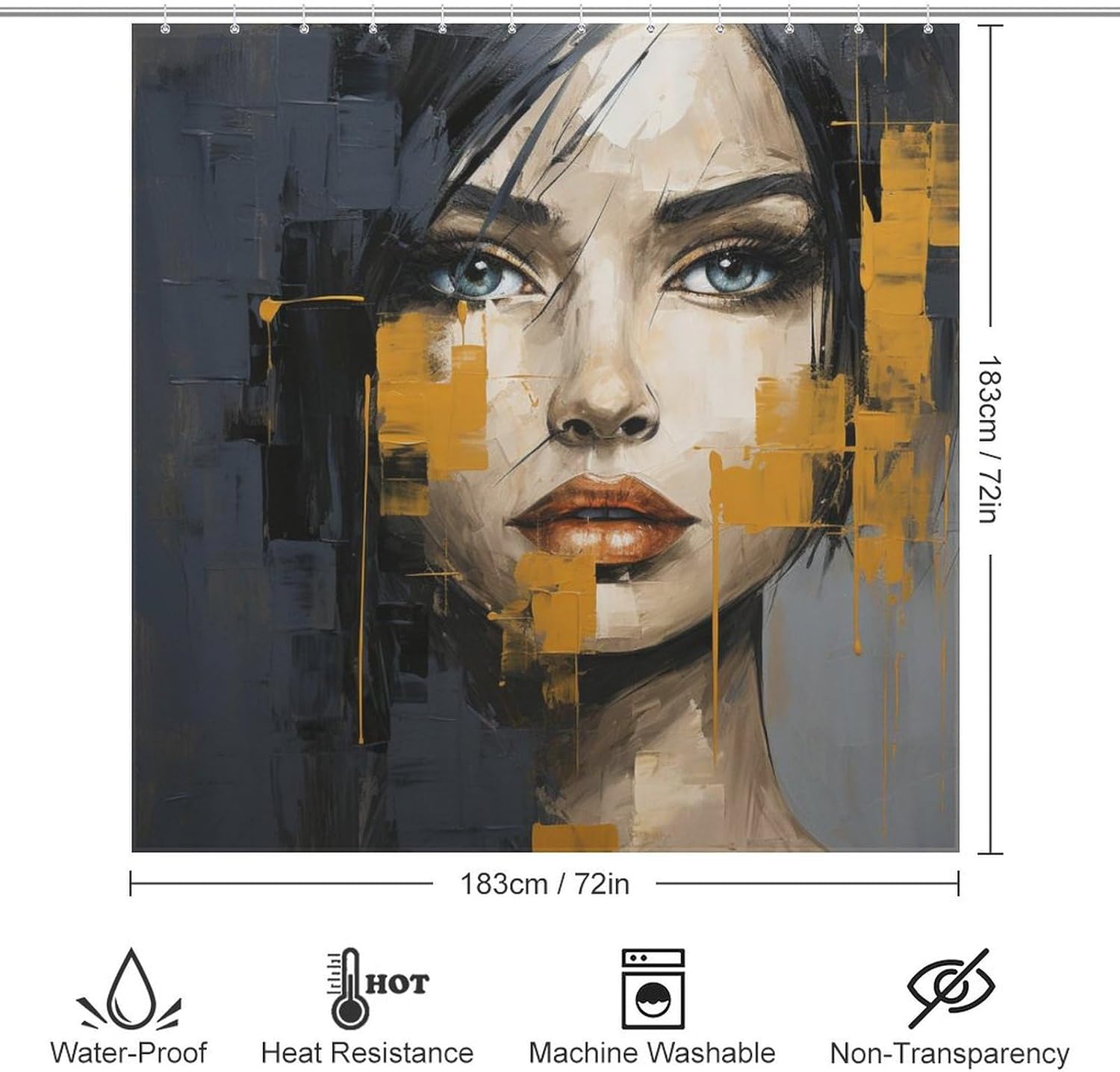 DAOWANGZUO Luxury Oil Painting Boho Face Shower Curtain Set