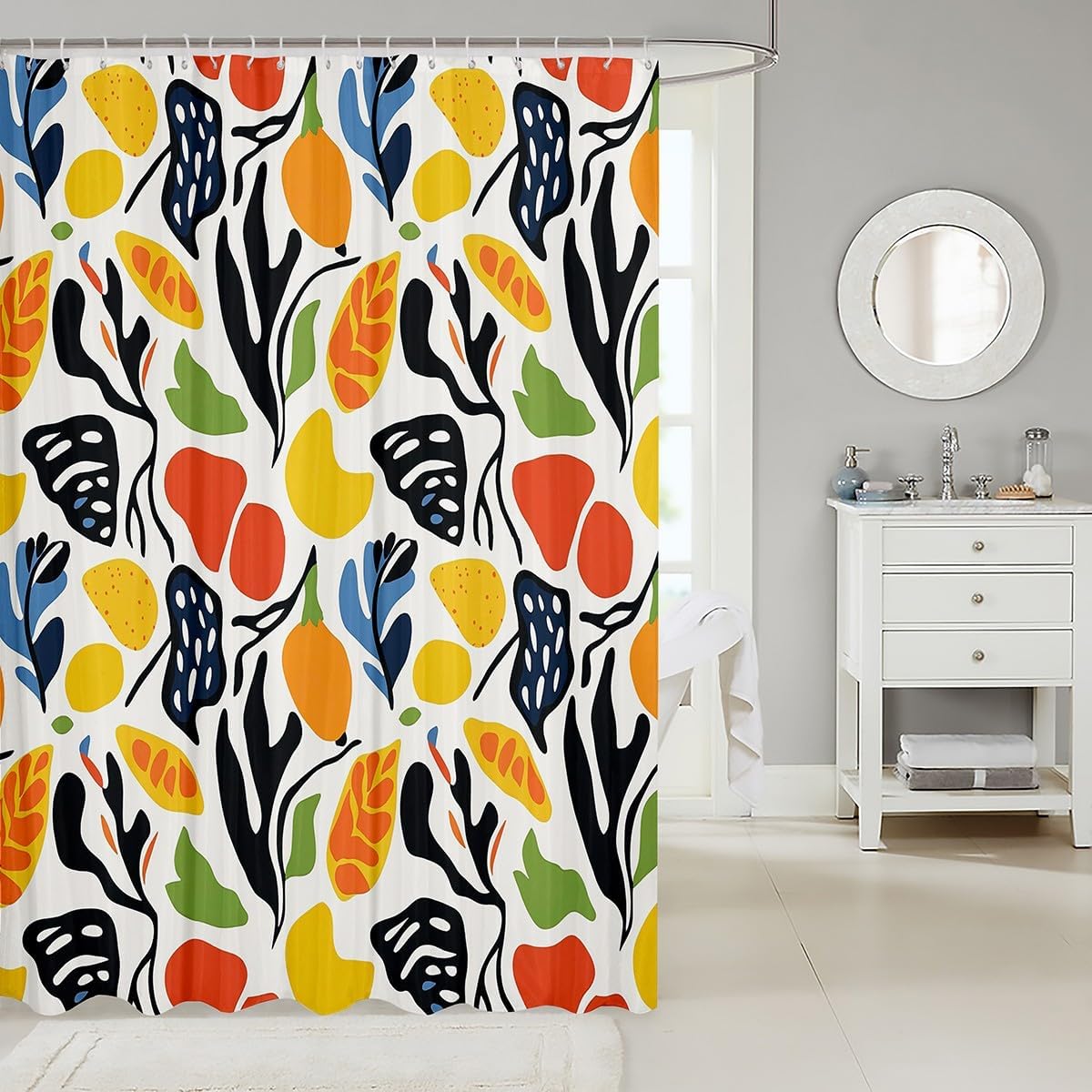 Jejeloiu Kids Tropical Fruit Shower Curtain Set 72x72