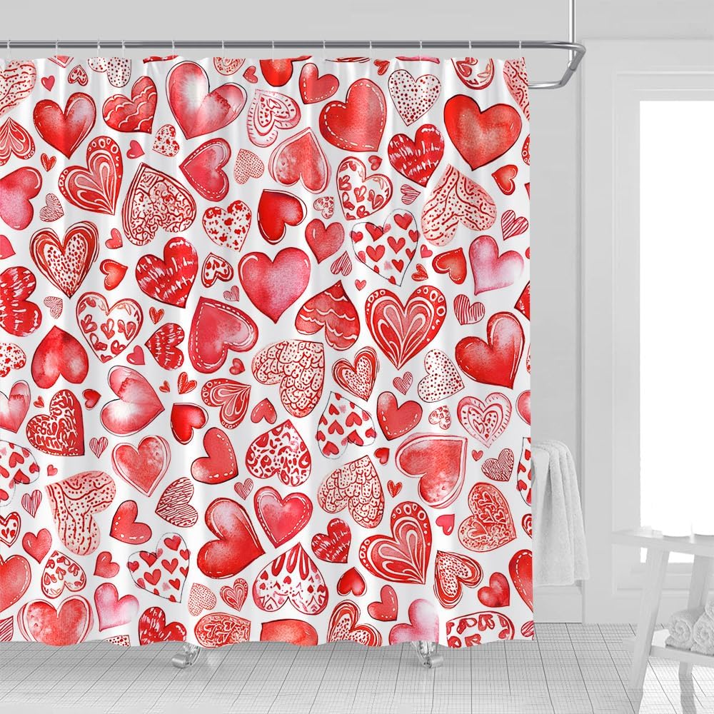 Elegant Red Love Heart Shower Curtain